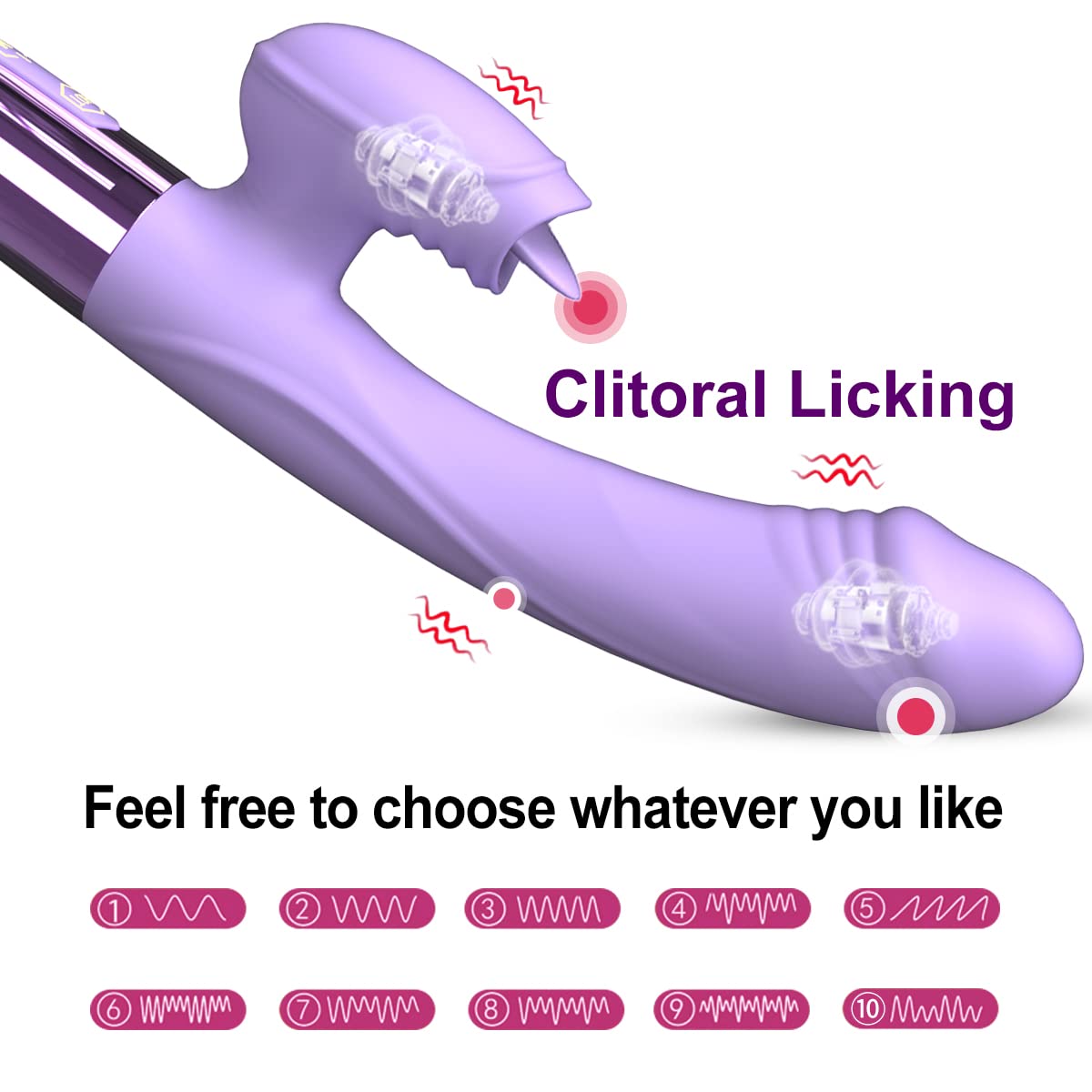 Rechargeable G Spot Rabbit Vibrator - 10 Licking Modes for Women, Purple (Bedroom Pleasure)