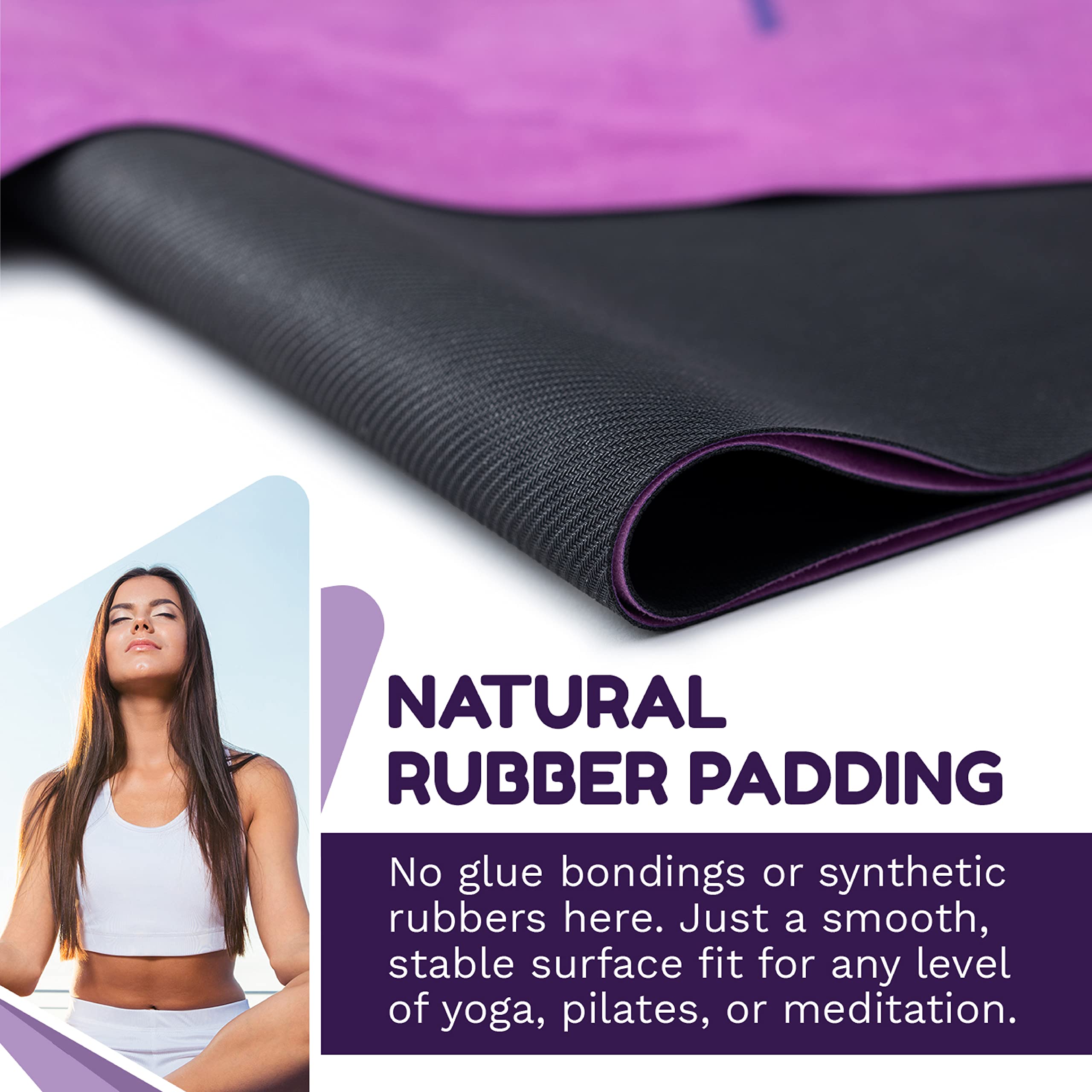 Lullify Travel Yoga Mat with Carrying Bag - Lightweight Foldable Exercise Mat for Yoga, Pilates & Gym | Ultra-Thin Sweat-Absorbing Microfiber | Perfect for Travel, Home Workouts & Outdoor Activities (Purple)