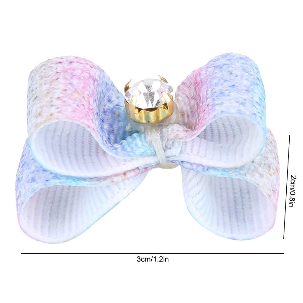 Maxmartt 25Pcs Gradient Rhinestone Dog Hair Bows - Colorful Pet Hair Clips & Bowknots for Puppy Grooming, Perfect for Pet Parties & Daily Styling