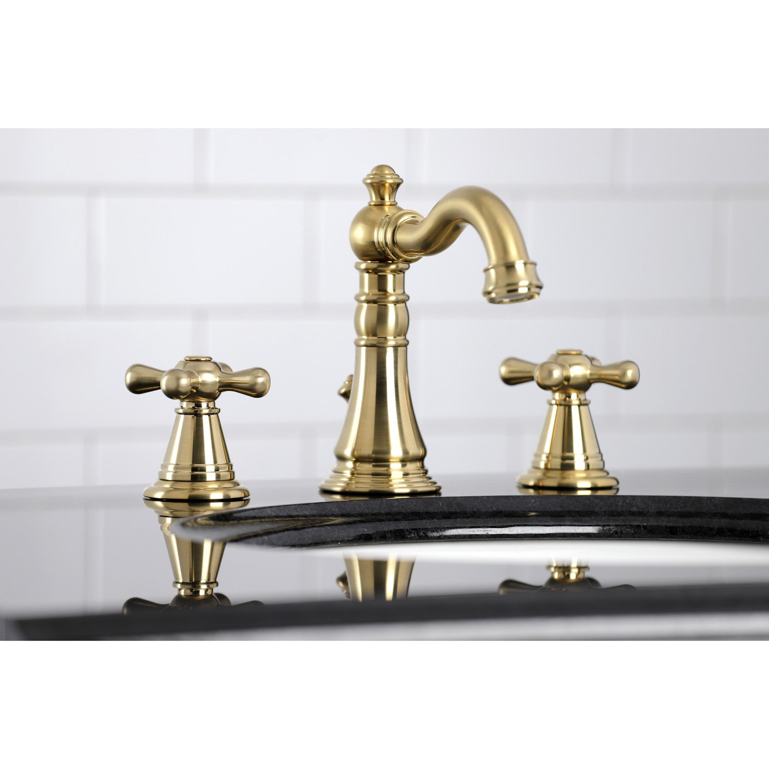 American Classic FSC1973AAX 3-Hole Widespread Bathroom Faucet with Brass Pop-Up Drain - Brushed Brass Finish - Perfect for Modern Vanities & Bathroom Renovations