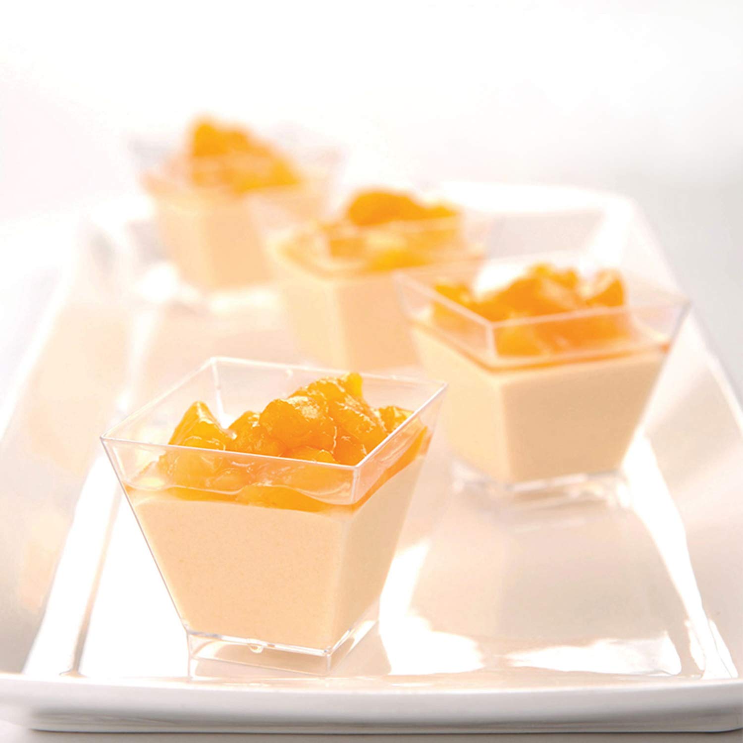 Tosnail 100-Pack 2oz Mini Clear Plastic Dessert Cups with Spoons - Square Parfait Appetizer Containers for Parties, Events, Catering & Home Use - Perfect for Ice Cream, Pudding, Jello & Fruit Salads