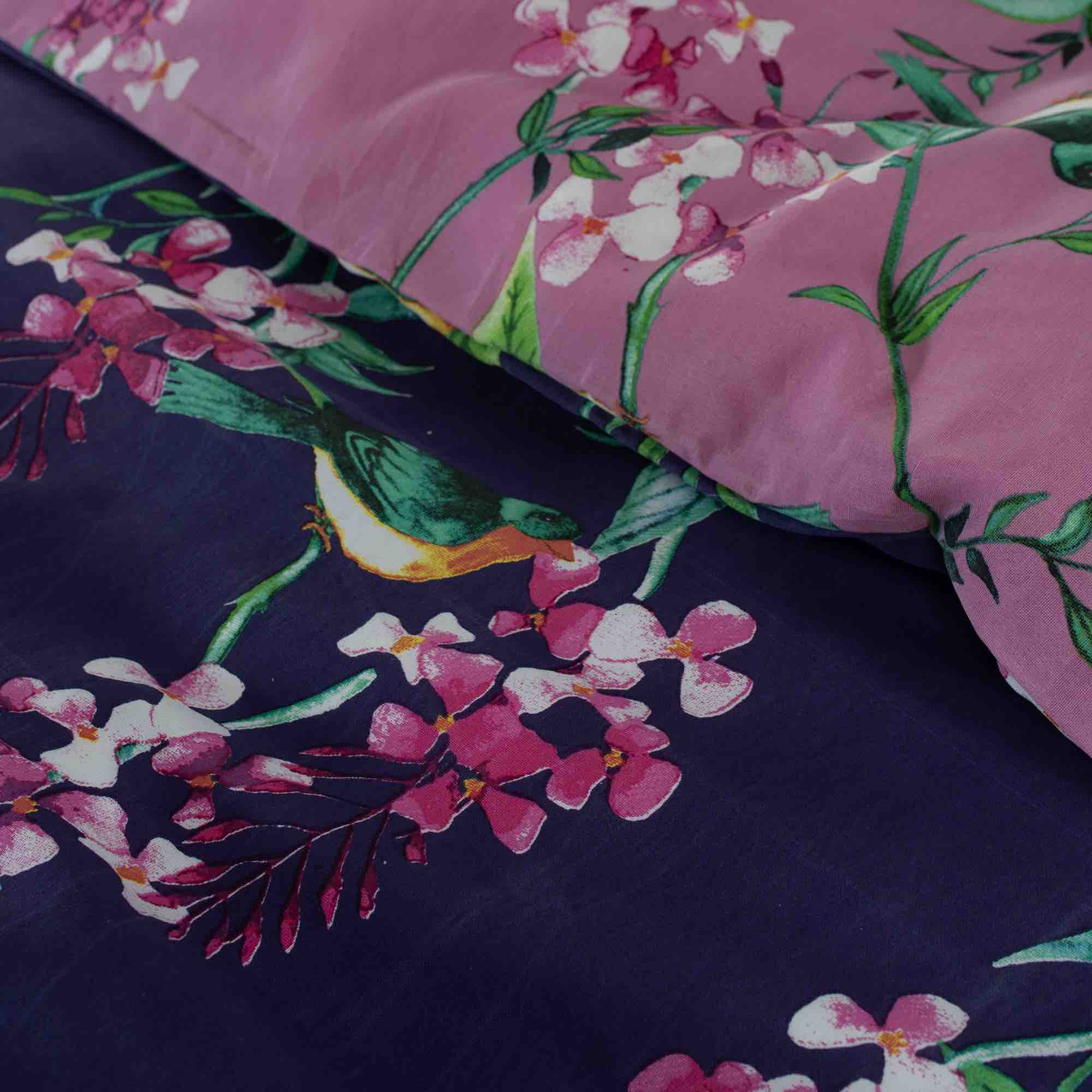 Deyongs 1846 Bird Garden Duvet Cover Set - Plum Floral Bedding, Queen/King Size, Soft Microfiber - Perfect for Bedroom Decor, Guest Room & Cozy Home Styling