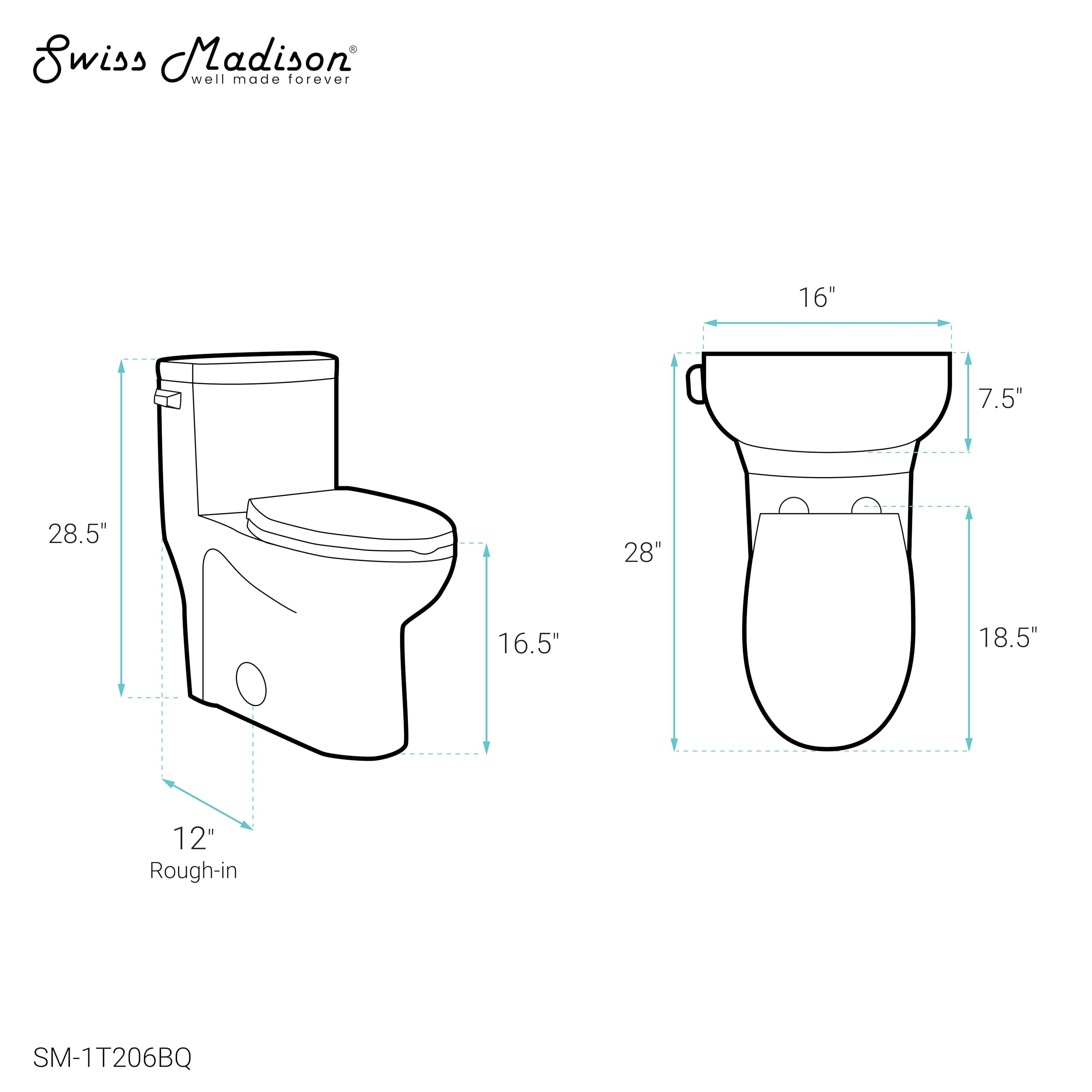 Swiss Madison SM-1T206BQ Sublime One-Piece Elongated Toilet with Left-Side Flush Handle | 1.28 GPF Water-Saving Design in Bisque Color | Perfect for Modern Bathrooms, Small Spaces & Eco-Friendly Homes
