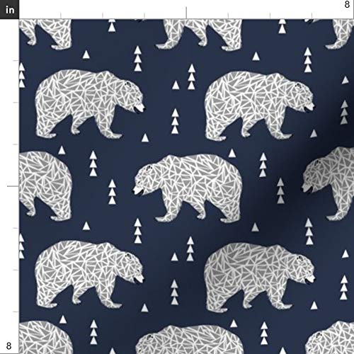 Geo Bear Geometric Kids Nursery Fabric - Triangle Bears Wilderness Print on Upholstery Velvet by The Yard | Home Decor, Boys Room, DIY Apparel & Craft Projects
