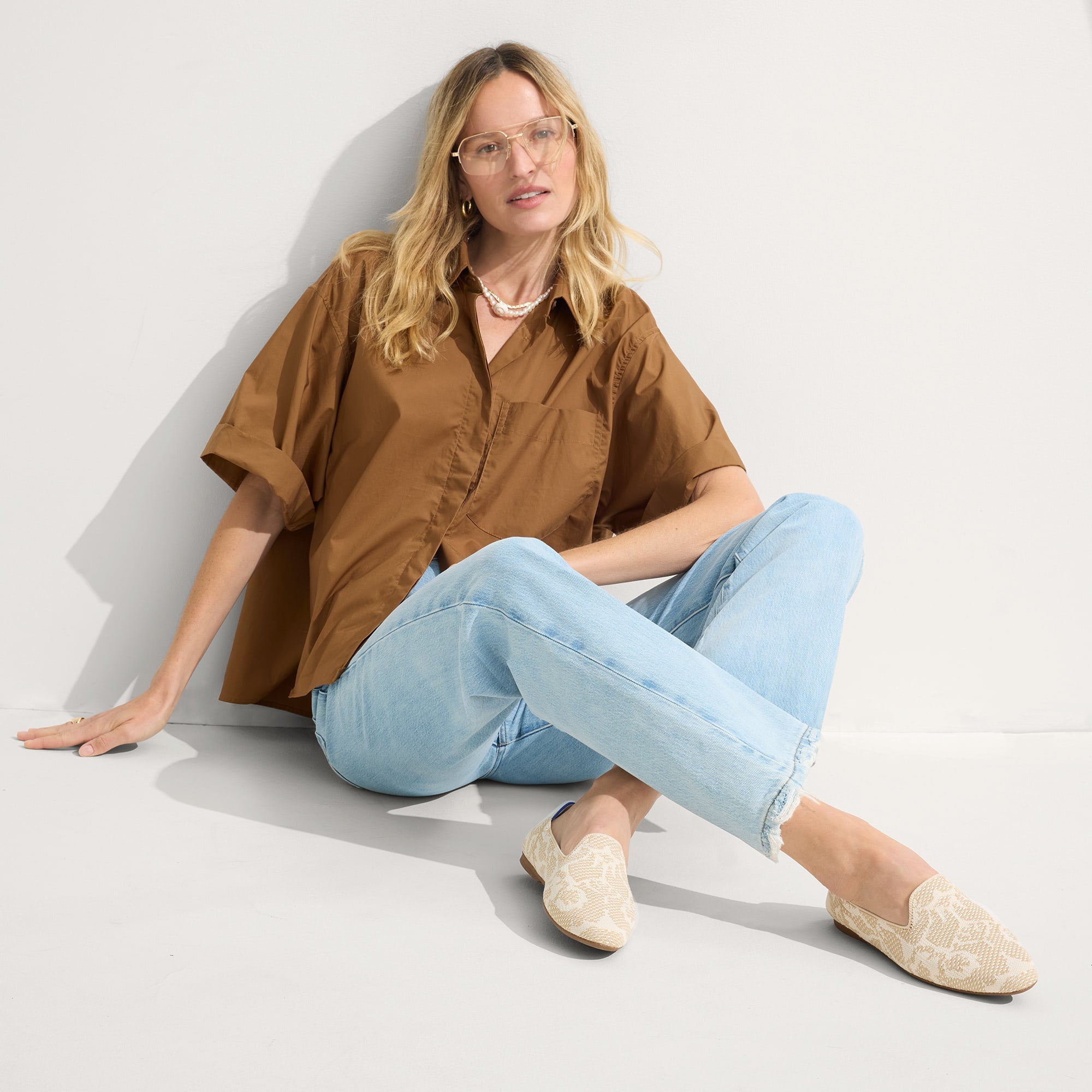 The Almond Loafer - Pearl Bouquet Flats | Women's Casual Comfortable Slip-On Shoes for Work, Office & Everyday Wear