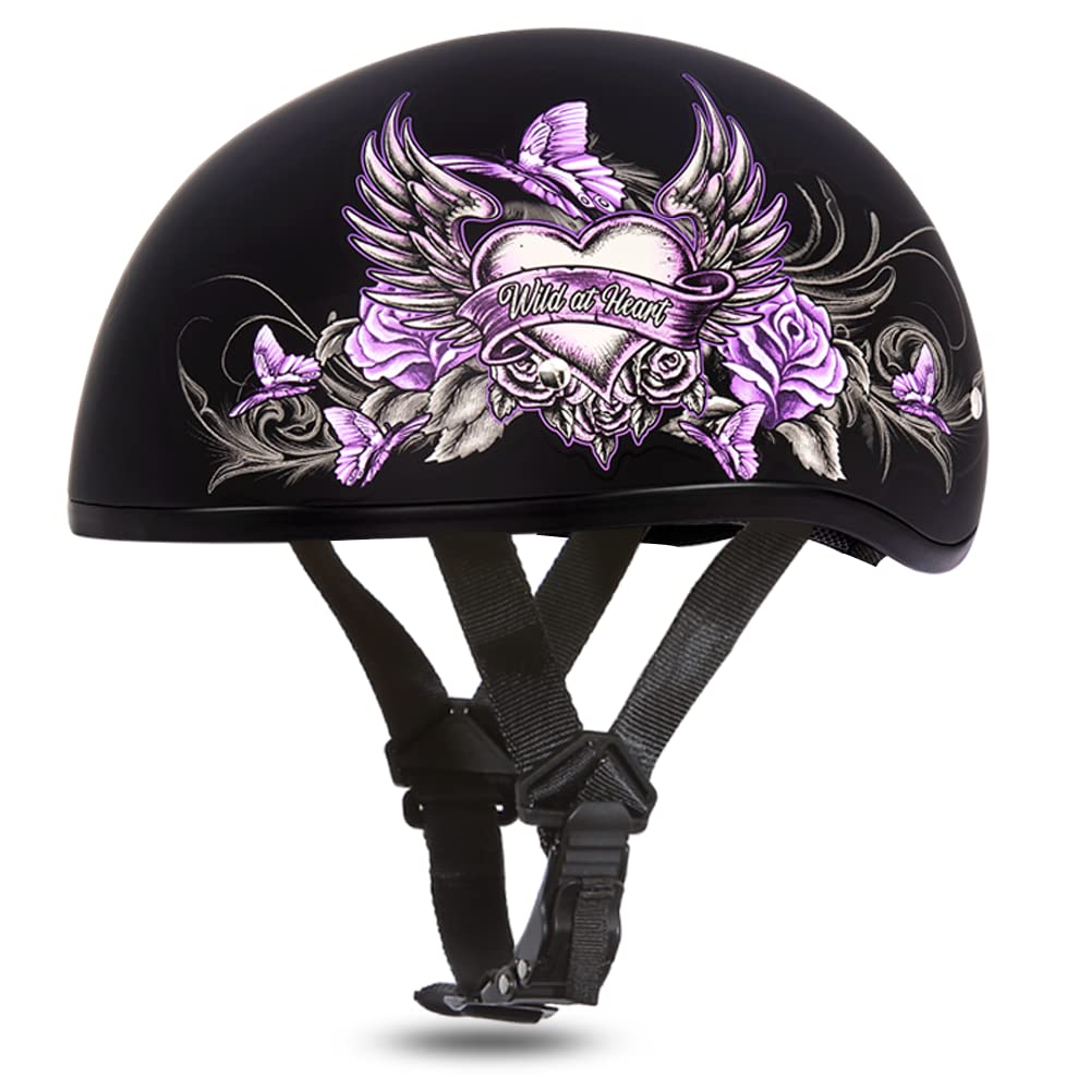 Daytona Helmets Half Skull Cap Motorcycle Helmet - DOT Approved [Graphics] for Men & Women - Lightweight & Ventilated for Summer Riding - Cruiser, Chopper & Street Bike Use