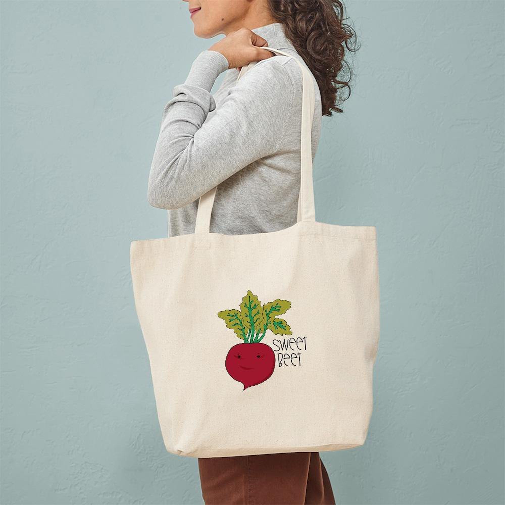 Eco-Friendly Sweet Beet Canvas Tote Bag - Reusable Natural Cotton Shopping Bag for Groceries, Beach & Daily Use