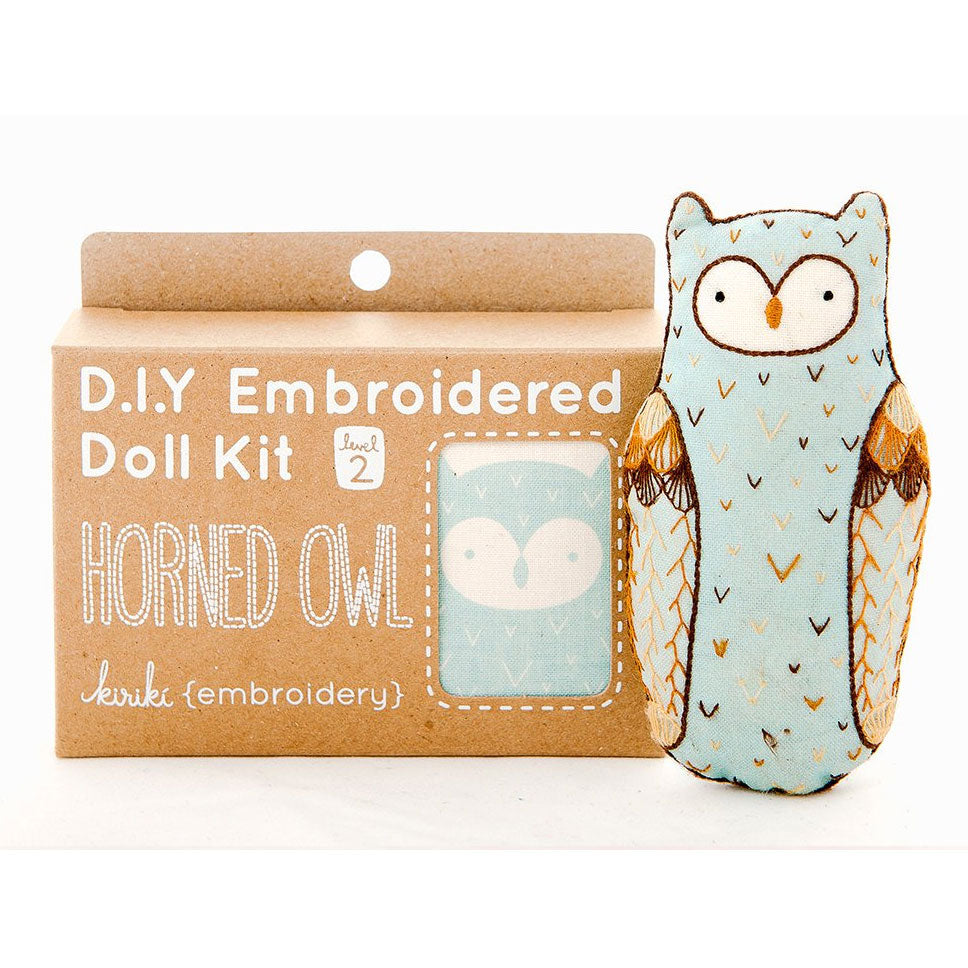 DIY Hand Embroidered Plushie Doll Kit - Horned Owl Stuffed Animal Sewing Craft for Beginners & Adults | Perfect for Home Decor, Gift Giving & Relaxation Therapy