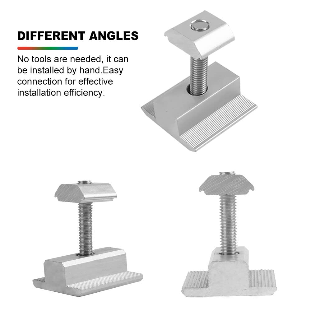 Solar Panel Mid Clamps with Hex Socket Bolts & Spring Washers - 4 Sets for Secure Solar Panel Mounting | Ideal for Rooftop, Ground & RV Solar Installations