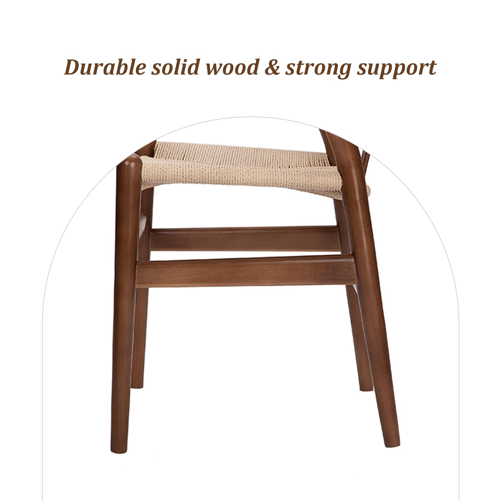 Natural Solid Wood Wishbone Chair - Hans Vegner Inspired Y Chair with Rattan & Wood Armrests (Ash Wood/Walnut, Set of 2) - Perfect for Dining Room, Kitchen, and Modern Home Decor