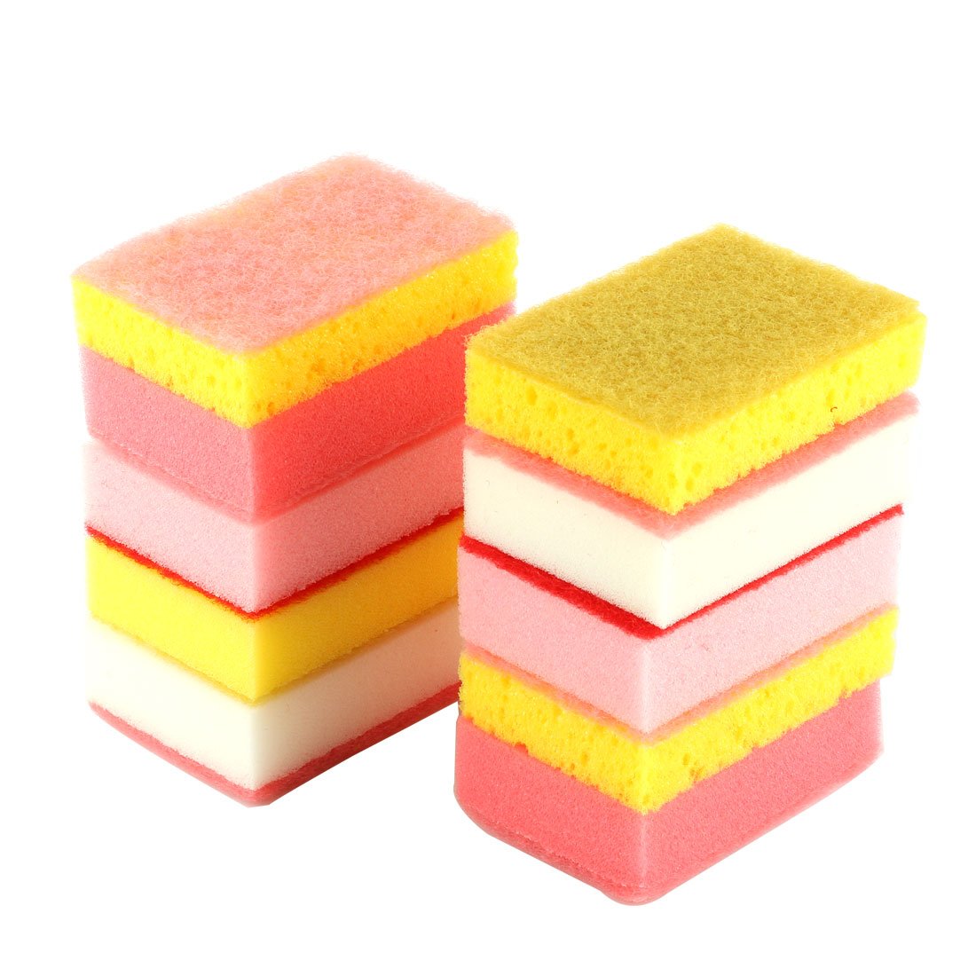 uxcell 10-Pack Assorted Color Sponge Rectangle Bowl Dish Washing Cleaning Pads - Durable Scrub Pads for Kitchen, Dishes, Pots & Pans Cleaning