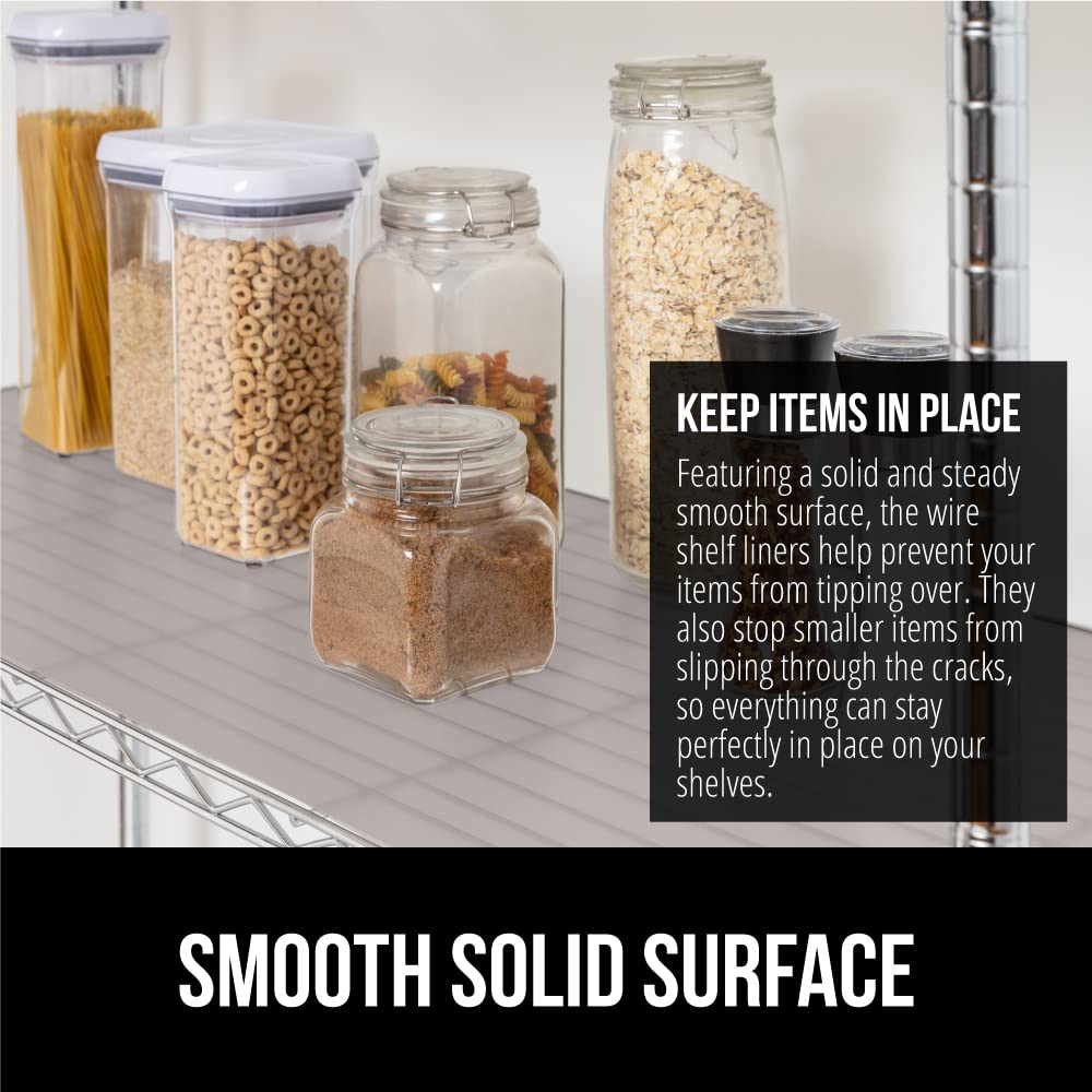 GORILLA GRIP ShelfGuard Wire Shelf Liner - Set of 5 Waterproof Shelf Liners (14x30 Inches, Charcoal) for Metal Rack Shelves, Kitchen Cabinets & Pantry Organization | Compatible with Amazon Basics Shelving Units | Perfect for Kitchen, Garage & Closet Storage Solutions