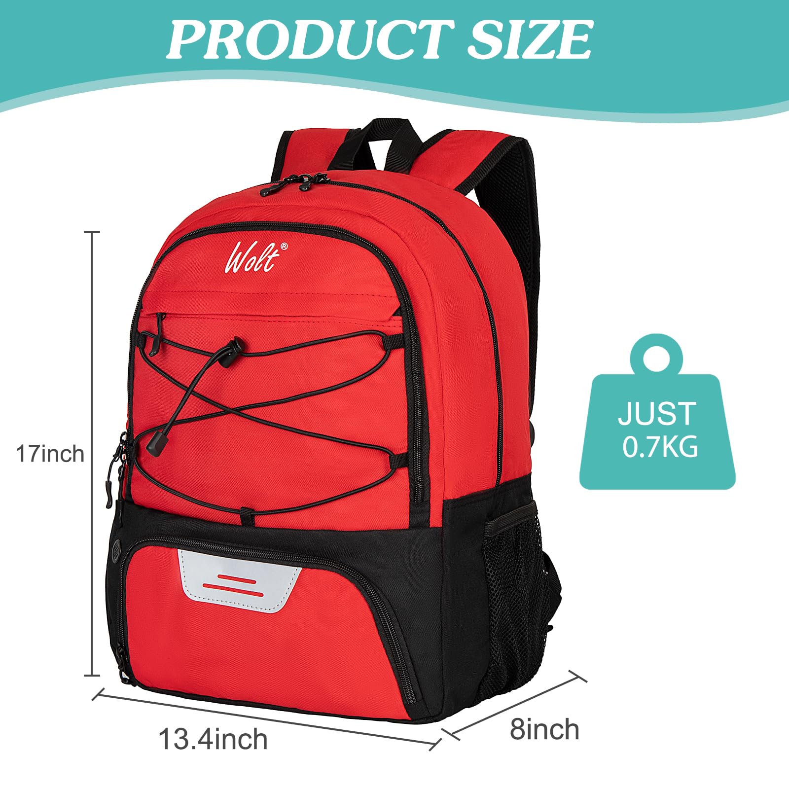 WOLT Youth Soccer Backpack with Shoe & Ball Compartments - Perfect for Sports Training