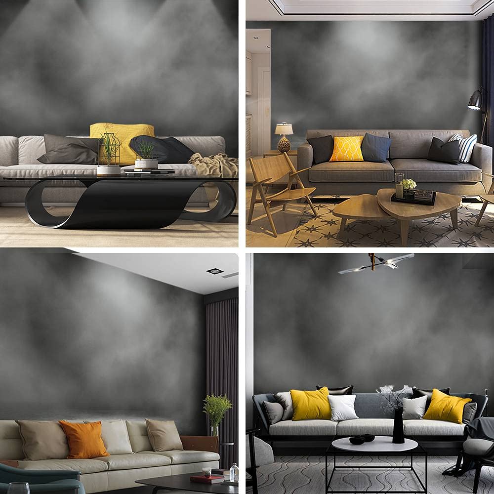 Self-Adhesive Peel & Stick Wallpaper - Black Space Studio with Spot Lighting & Fog Effect - Wall Mural Decal for Living Room, Bedroom, or Office - Easy DIY Home Decor for Modern Interiors