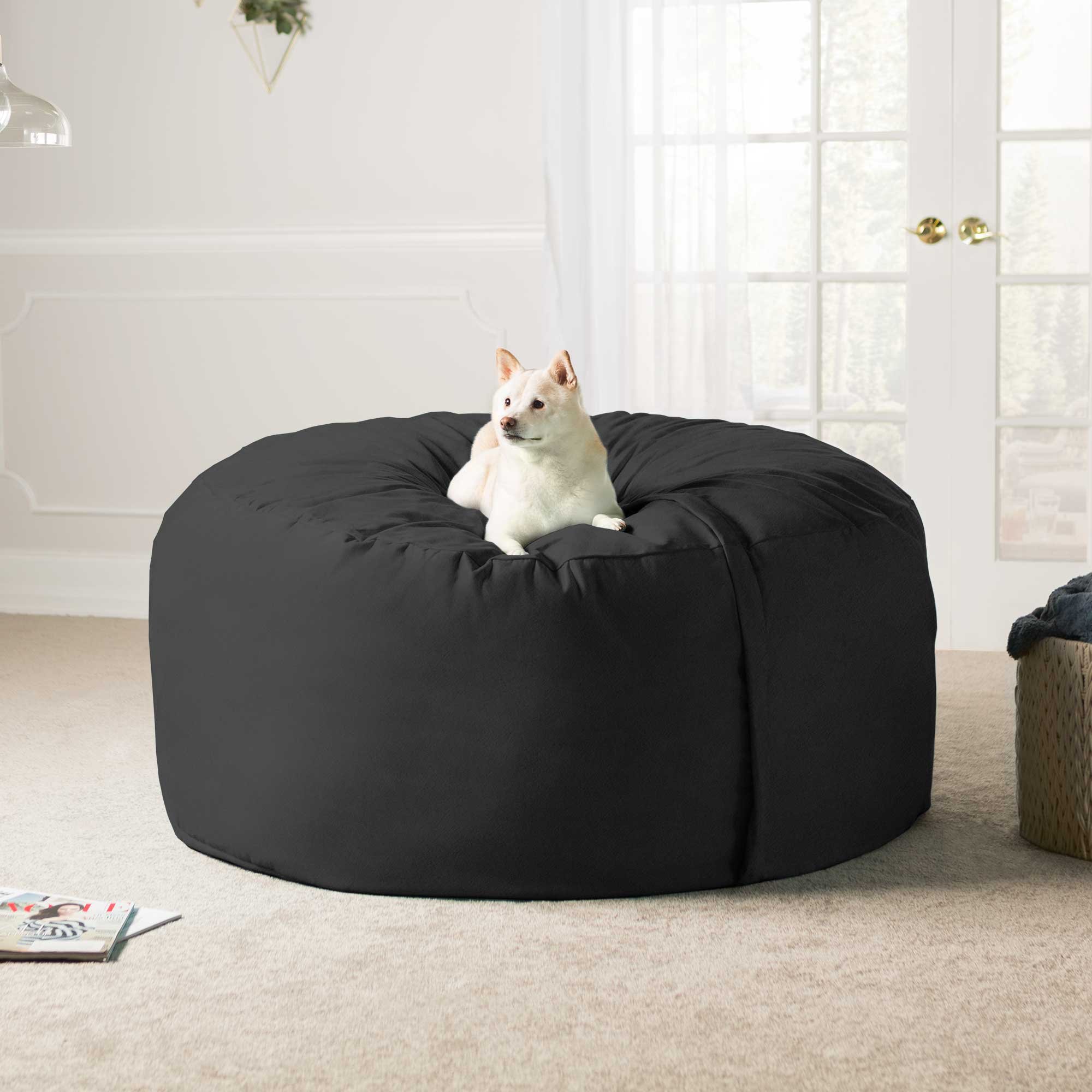 Jaxx 5 Foot Giant Saxx Bean Bag Chair for Adults - Oversized Memory Foam Filled Lounger, Black - Perfect for Living Room, Game Room & Dorm Relaxation