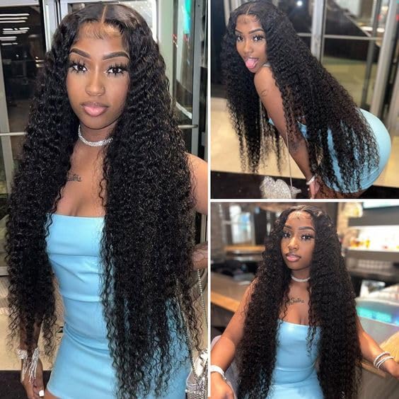 30 Inch Deep Wave Lace Front Wigs Human Hair - 200% Density 13x6 HD Lace Frontal - Pre Plucked Glueless Wigs with Baby Hair - Natural Black Deep Curly Human Hair Wigs for Women | Perfect for Daily Wear, Cosplay, and Special Occasions