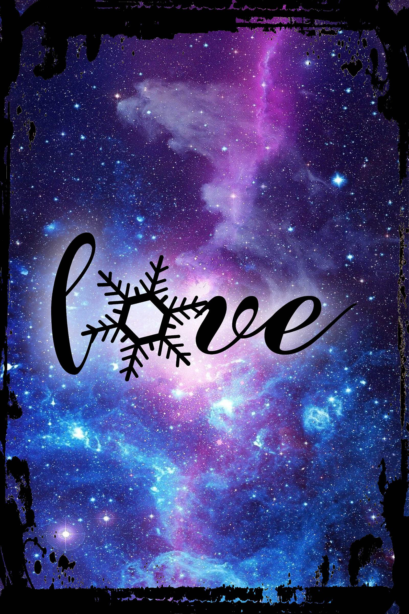 Galaxy Inspirational Metal Wall Art - Love Snowflake Cursive Design - Unique Home Decor Gift for Christmas, Wedding & Housewarming - Perfect for Living Room, Bedroom & Office Decor