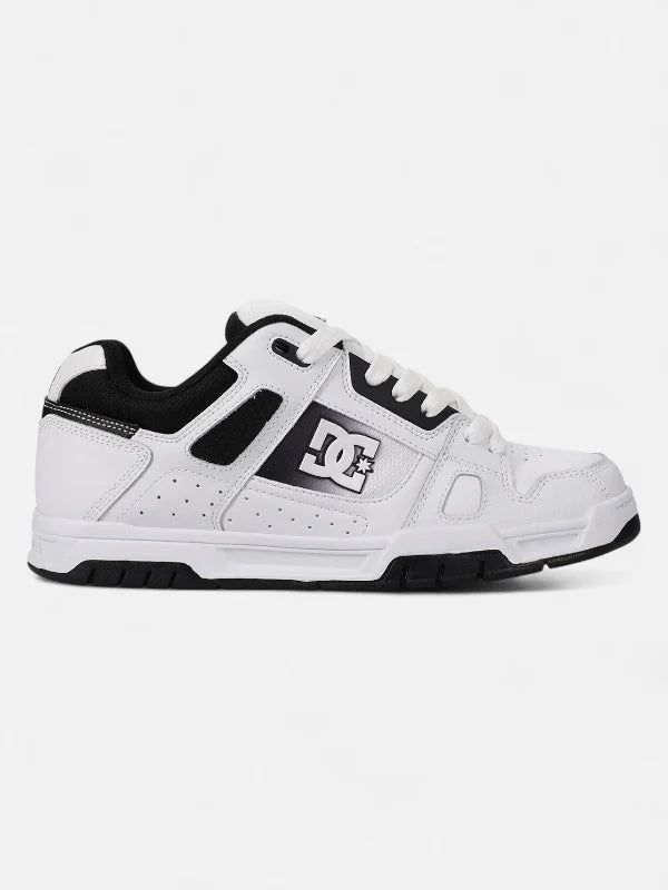 DC Stag BWF Skate Shoes for Men - White & Black High-Top Sneakers for Skateboarding & Casual Wear