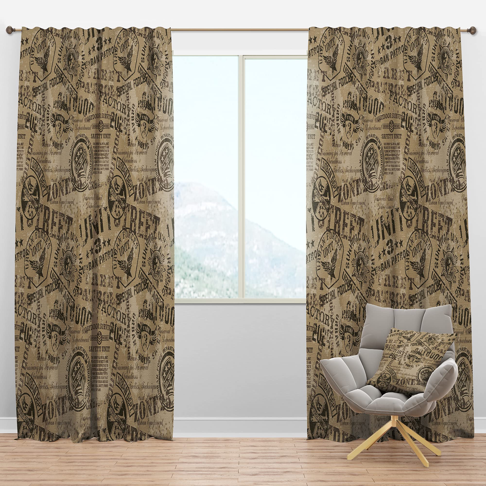 DesignQ Blackout Curtains - Military Badges Vintage Thermal Insulated Single Panel (52x95 inches) - Perfect for Bedroom & Living Room Window Treatments | Block Light & Noise for Better Sleep & Privacy