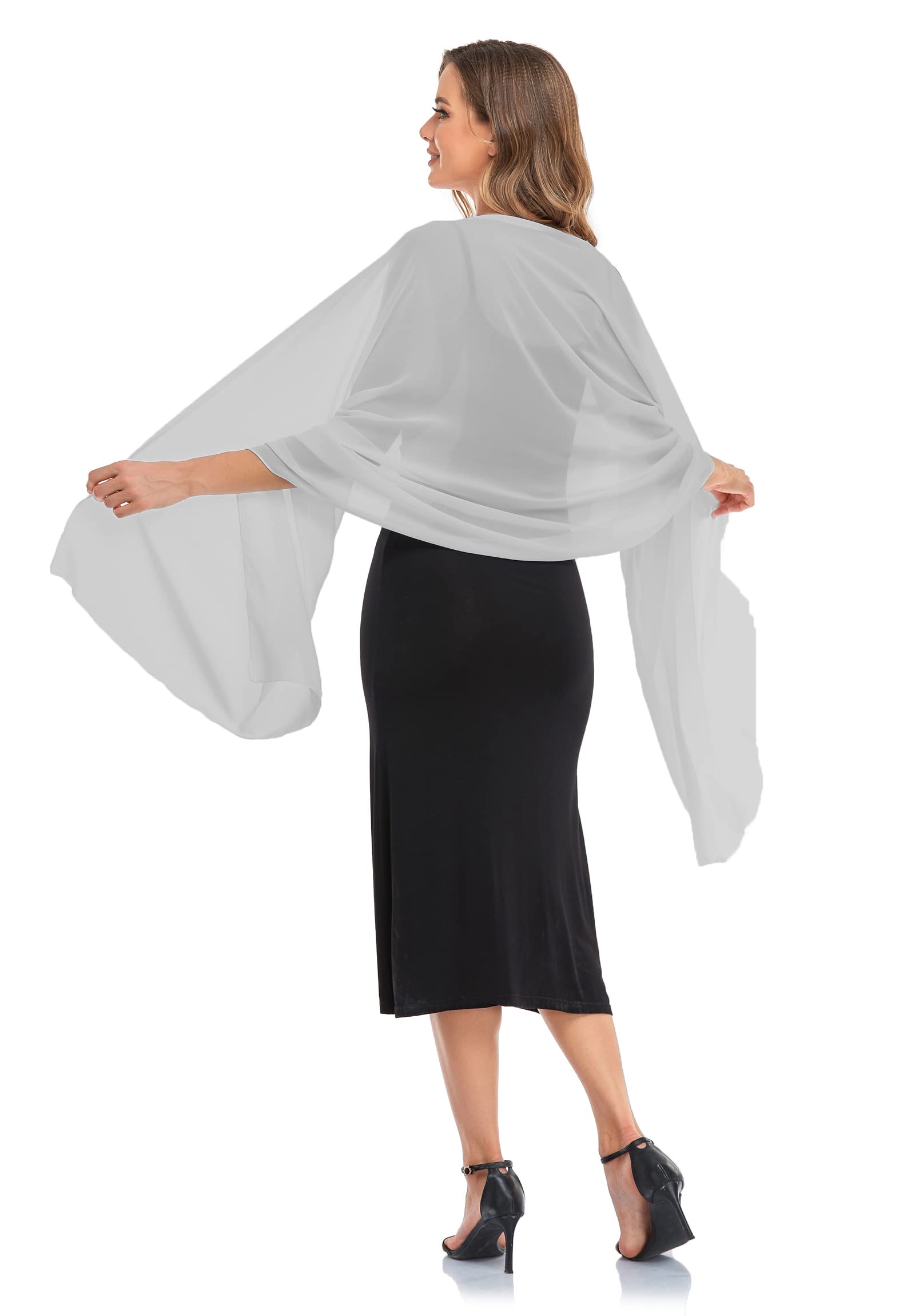 Elegant Sheer Chiffon Shawls for Women - Soft Silky Wraps for Evening Dresses, Wedding & Bridal Accessories - Perfect for Formal Events, Date Nights & Special Occasions