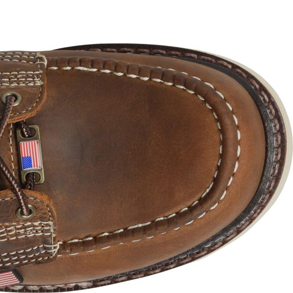 Carolina AMP USA 8 Inch Men's Soft Moc Toe Work Boots - American Made Leather Upper, Oil & Slip Resistant Outsole, Comfortable Poron Insole - Perfect for Construction, Landscaping & Outdoor Work