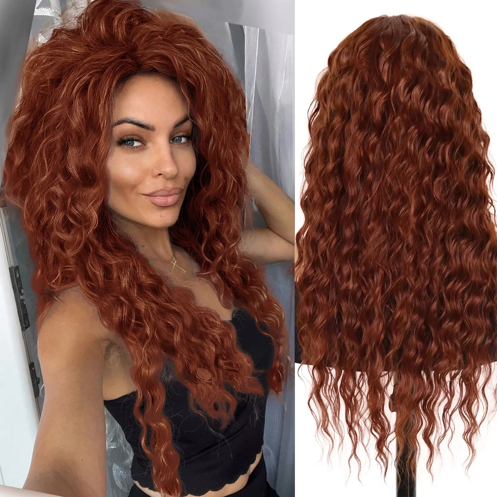 Ash Blonde Synthetic Long Curly Wig for Women - Fluffy Ombre Wave Hairstyle | Perfect for Costume Parties, Carnival, Cosplay & Daily Fashion