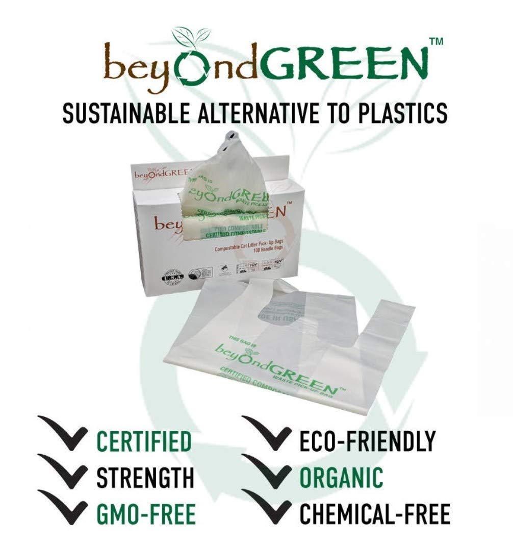 Eco-Friendly Plant-Based Large Reusable Grocery Bags with Handles - 100 Pack (10