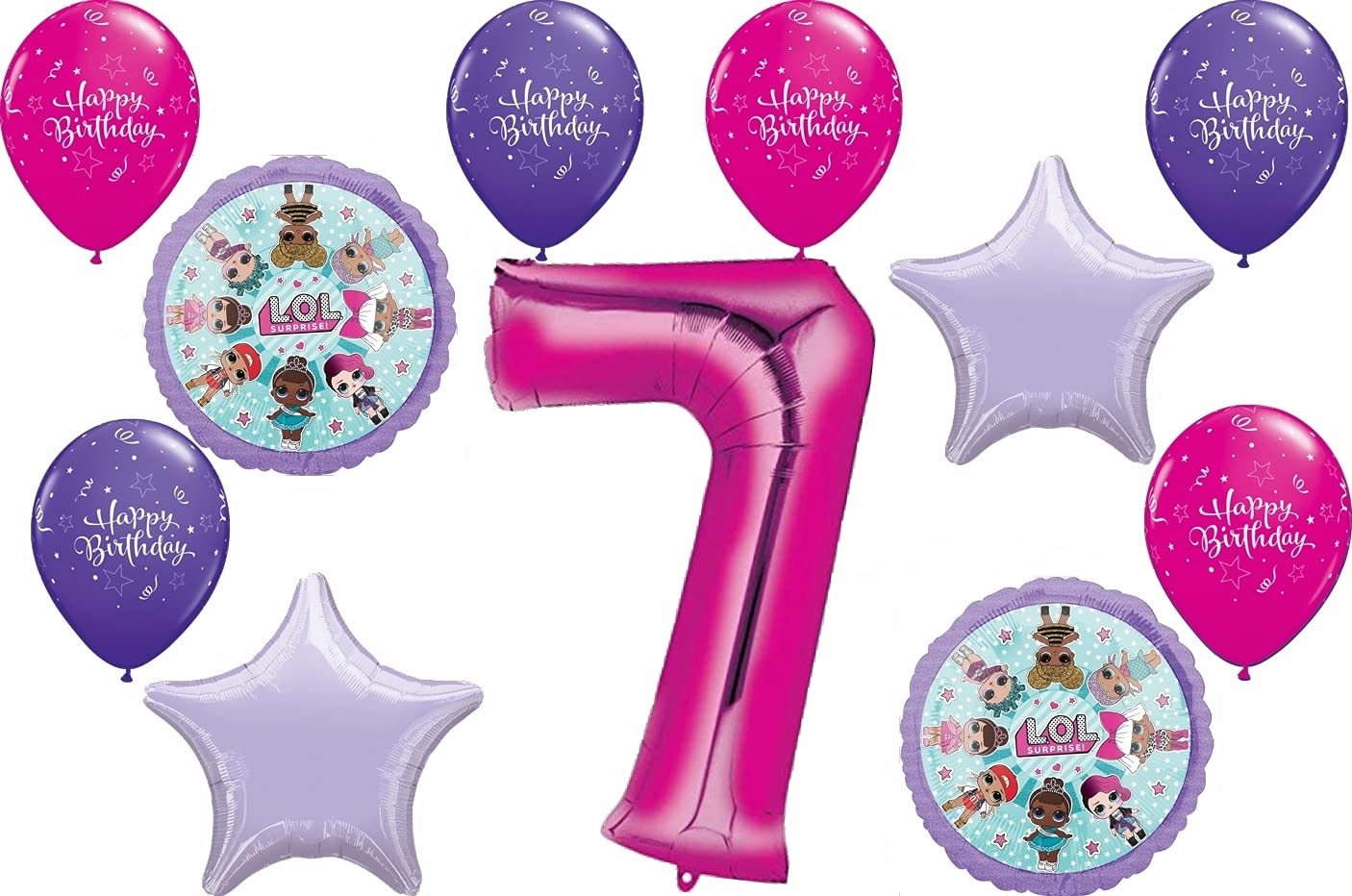 7th Birthday Party LOL Balloons Decorations Kit - Colorful Latex Balloons, Tassels & Confetti for Girls' Birthday Decorations, Baby Shower, Kids Party Supplies (Perfect for Themed Parties & Photo Backdrops)