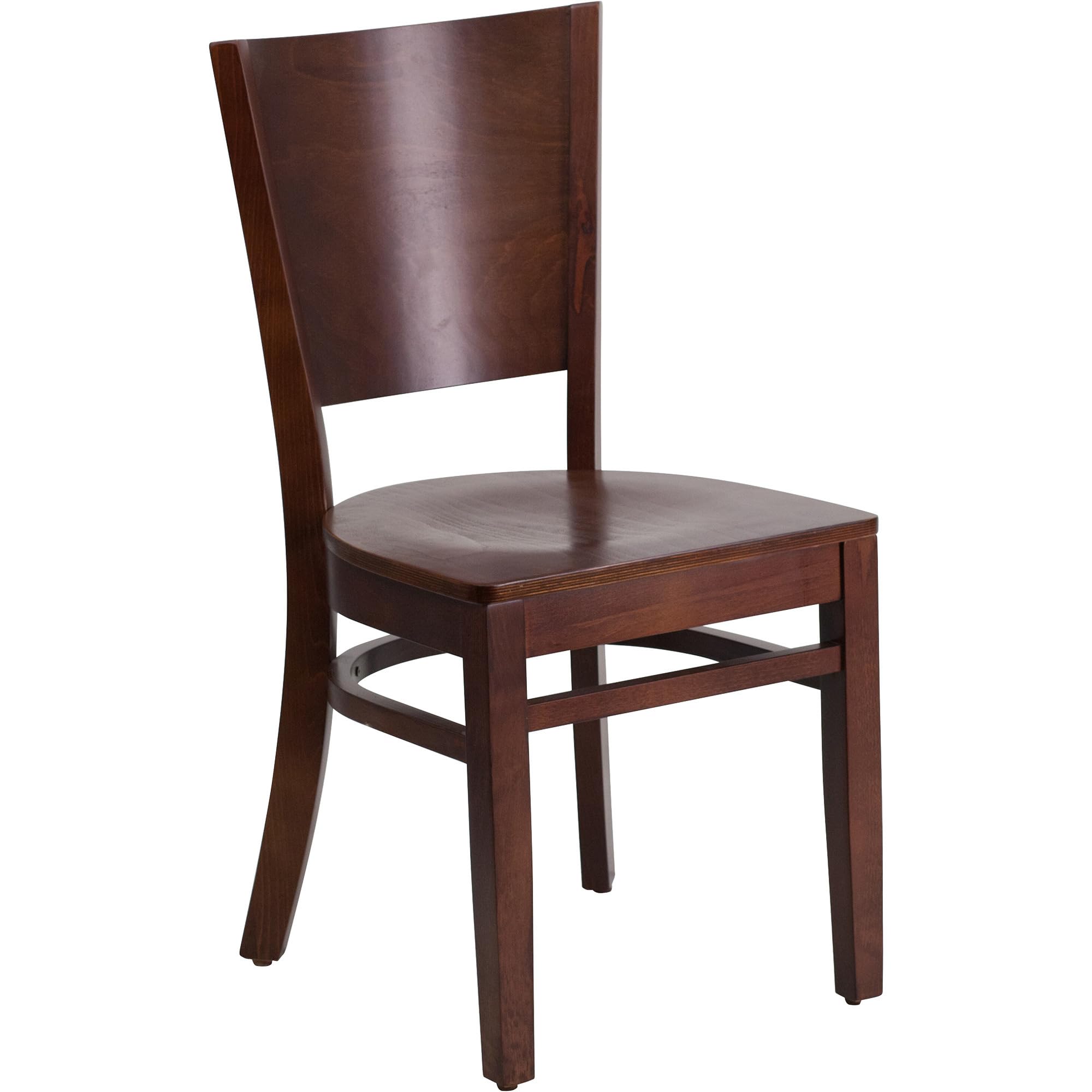 Flash Furniture Lacey Series Solid Back Walnut Wood Restaurant Chair - Elegant Dining Chairs for Restaurants, Cafes & Home Kitchens - Durable Wooden Seating with Comfortable Back Support