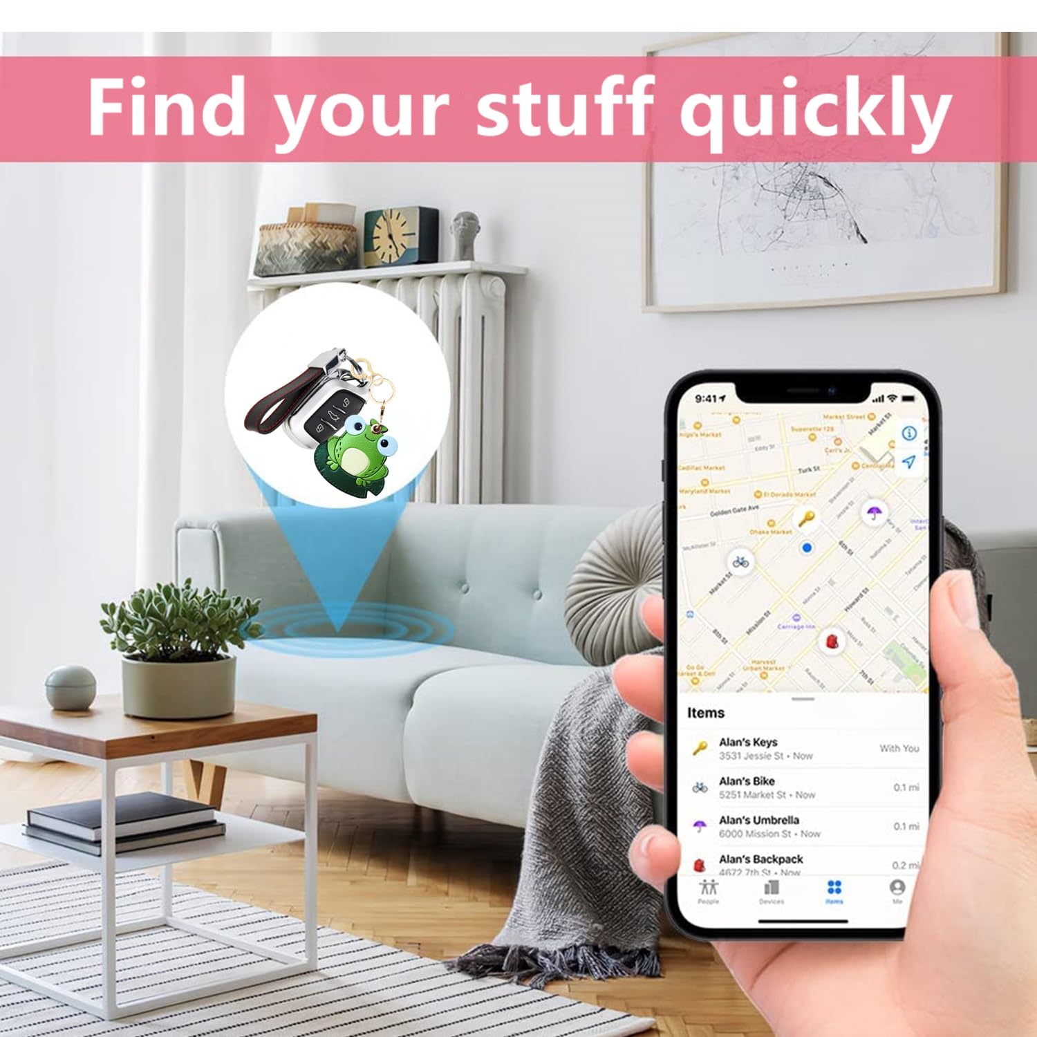 Premium Leather Keychain Holder for Apple AirTag - Cute GPS Tracker Case with Metal Key Ring | Perfect for Keys, Wallets, Backpacks & Luggage Tracking