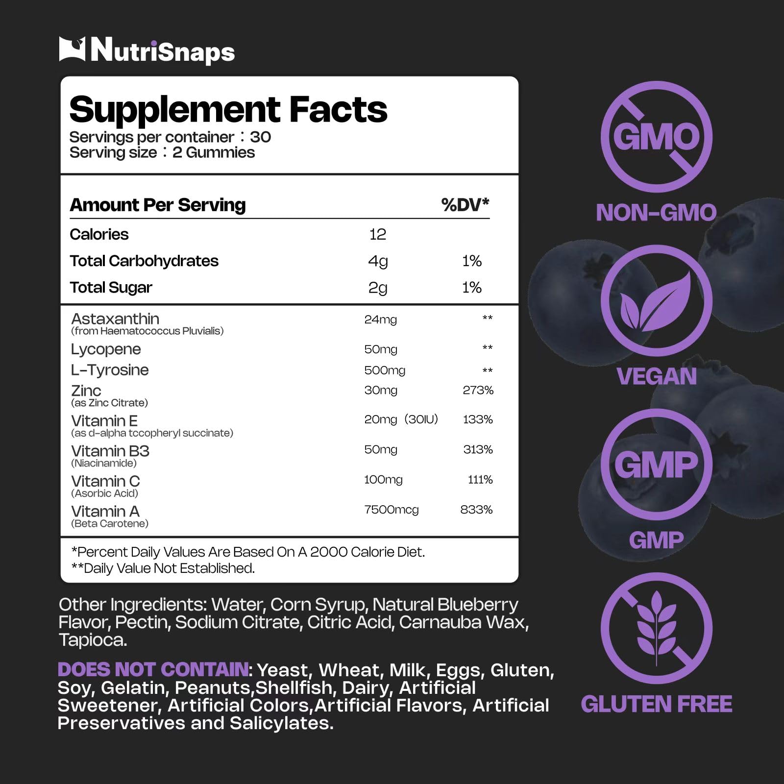 Natural Tanning Gummies for Women & Men - Vegan, Non-GMO Blueberry Flavor Tanning Supplement with Skin Health Benefits - 60 Count for Daily Use - Perfect for Beach, Vacation & Summer Glow