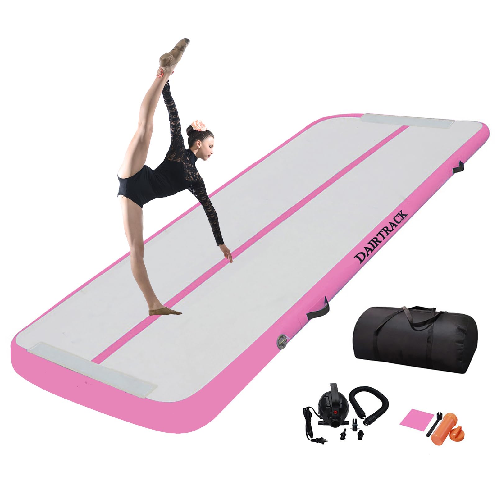DAIRTRACK 13ft 16ft 20ft Inflatable Air Tumbling Mat - Portable Gymnastics Training Equipment with Air Pump for Home Gym, Outdoor Yoga, Cheerleading & Water Play | Perfect for Kids, Adults & Fitness Enthusiasts