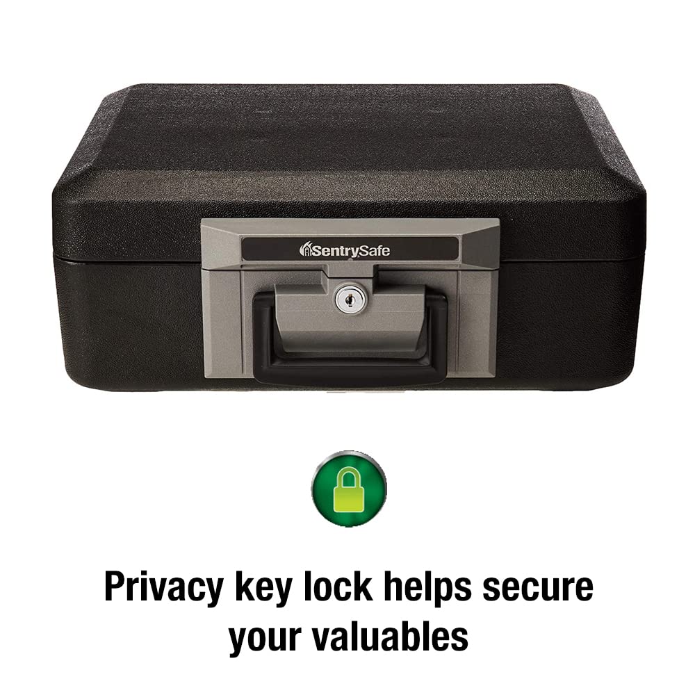 SentrySafe 0.25 Cubic Feet Fireproof Safe Box with Key Lock - Water & Fire Resistant Security Chest for Money, Jewelry, Documents - Portable with Carrying Handle (6.3