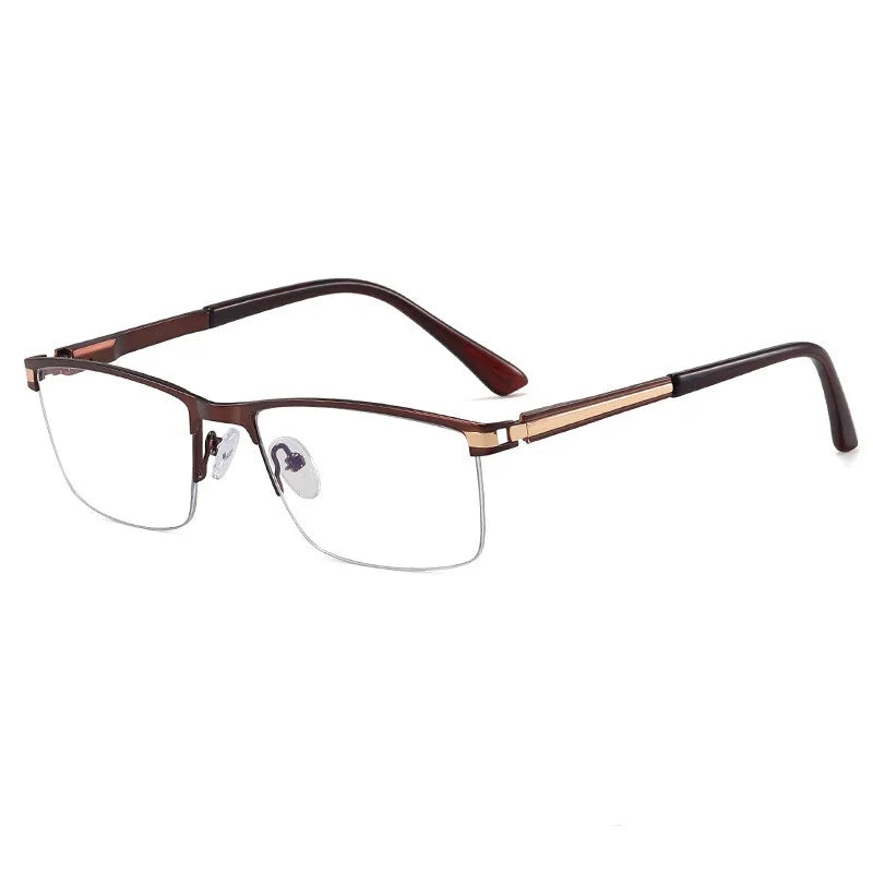 CCspace Semi-Rim Square Alloy Spring Hinge Eyeglasses for Men & Women - Lightweight Durable Frame for Reading, Driving & Daily Use - Model 300842