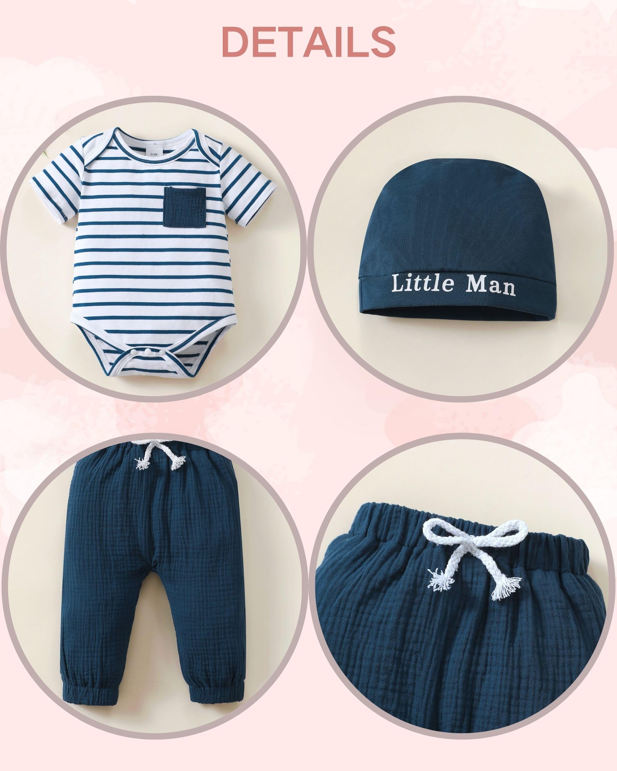 Renotemy Newborn Baby Boy Clothes Set - Soft Cotton Long Pants & Top Outfit for Infant & Toddler | Perfect for Family Photos, Daily Wear & Special Occasions