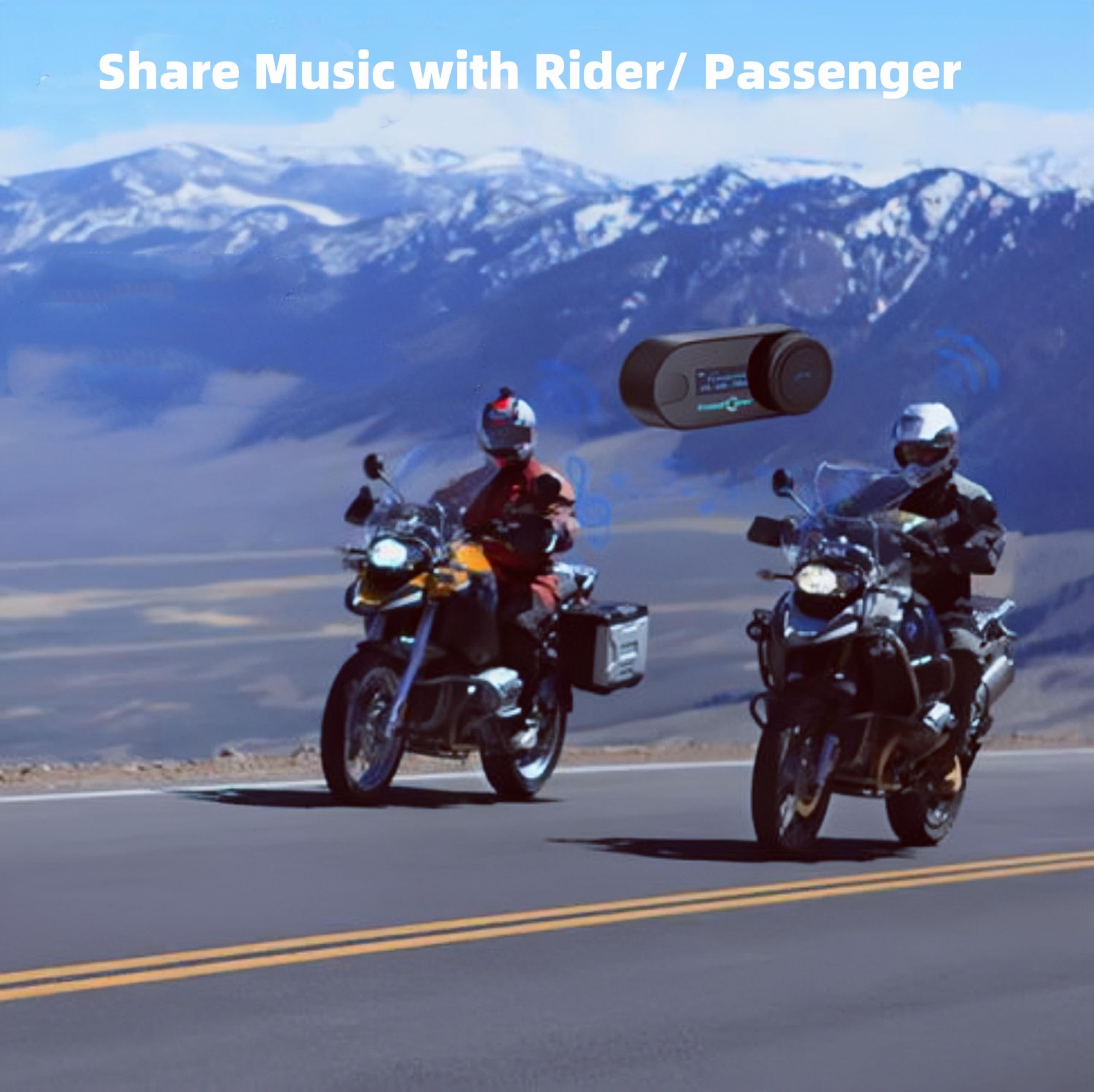FreedConn TCOM-SC BT5.0 Motorcycle Bluetooth Headset - Wireless Helmet Intercom Communication System for 2 Riders, 800M Range, Music Sharing & LCD Screen with FM Radio - Perfect for Group Riding, Road Trips and Motorcycle Tours