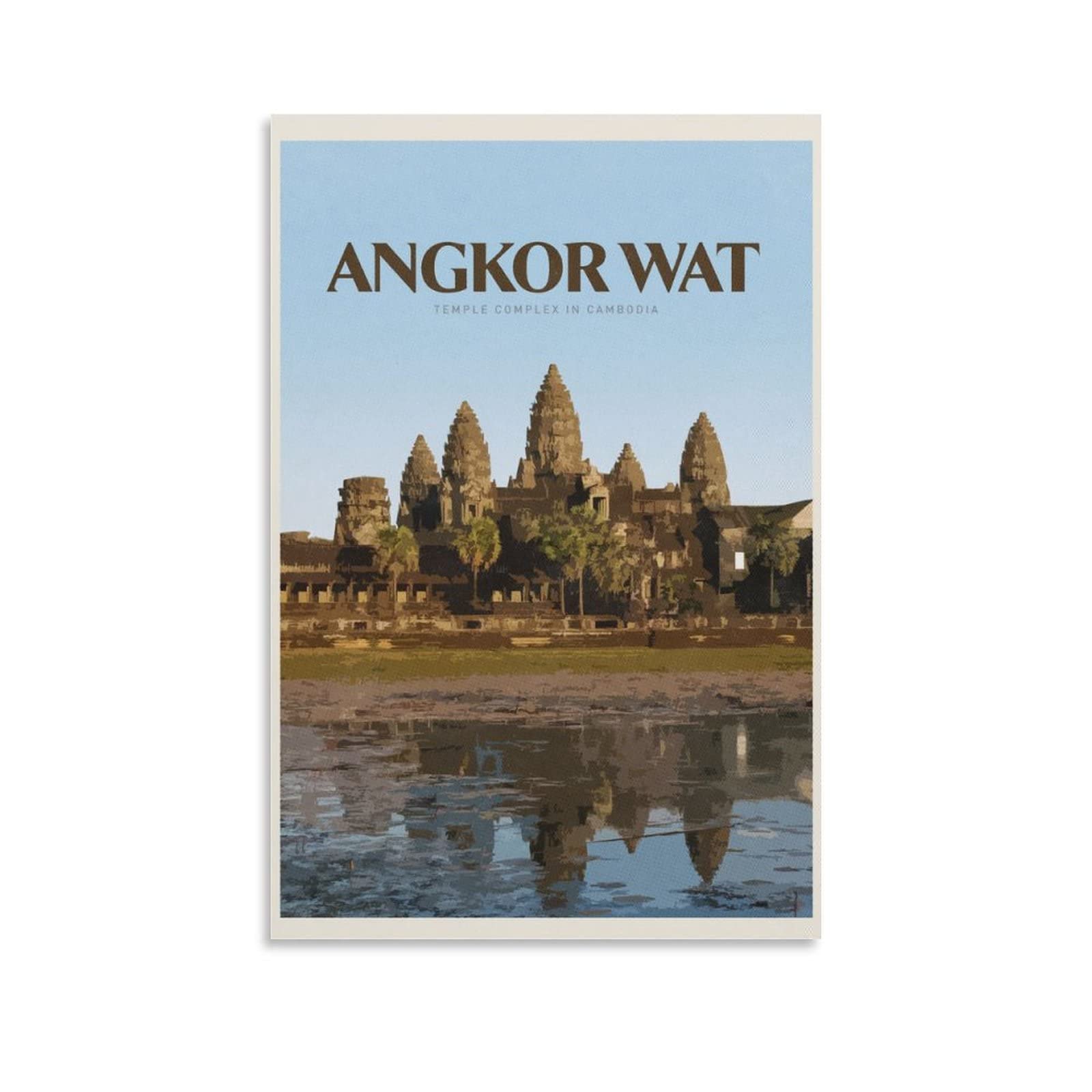 Vintage Angkor Wat Travel Posters - Cambodia Wall Art Prints, Canvas Painting for Living Room & Bedroom Decor - Perfect for Home, Office & Travel Theme Decorations