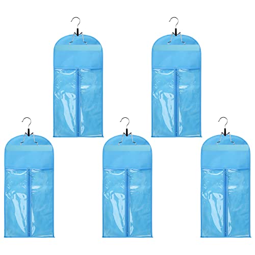5pcs Light blue Wig Bags+5pcs Light blue Hangers