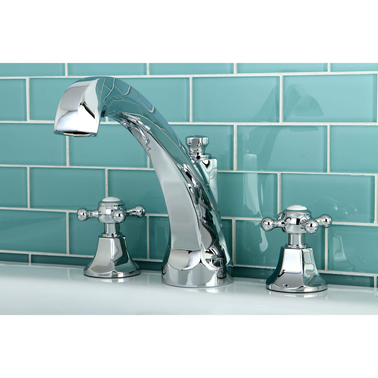 Kingston Brass KS4328BX Brushed Nickel Roman Tub Filler with Metal Cross Handle - Premium Bathroom Faucet for Freestanding & Clawfoot Tubs - Perfect for Luxury Bathrooms & Spa Retreats