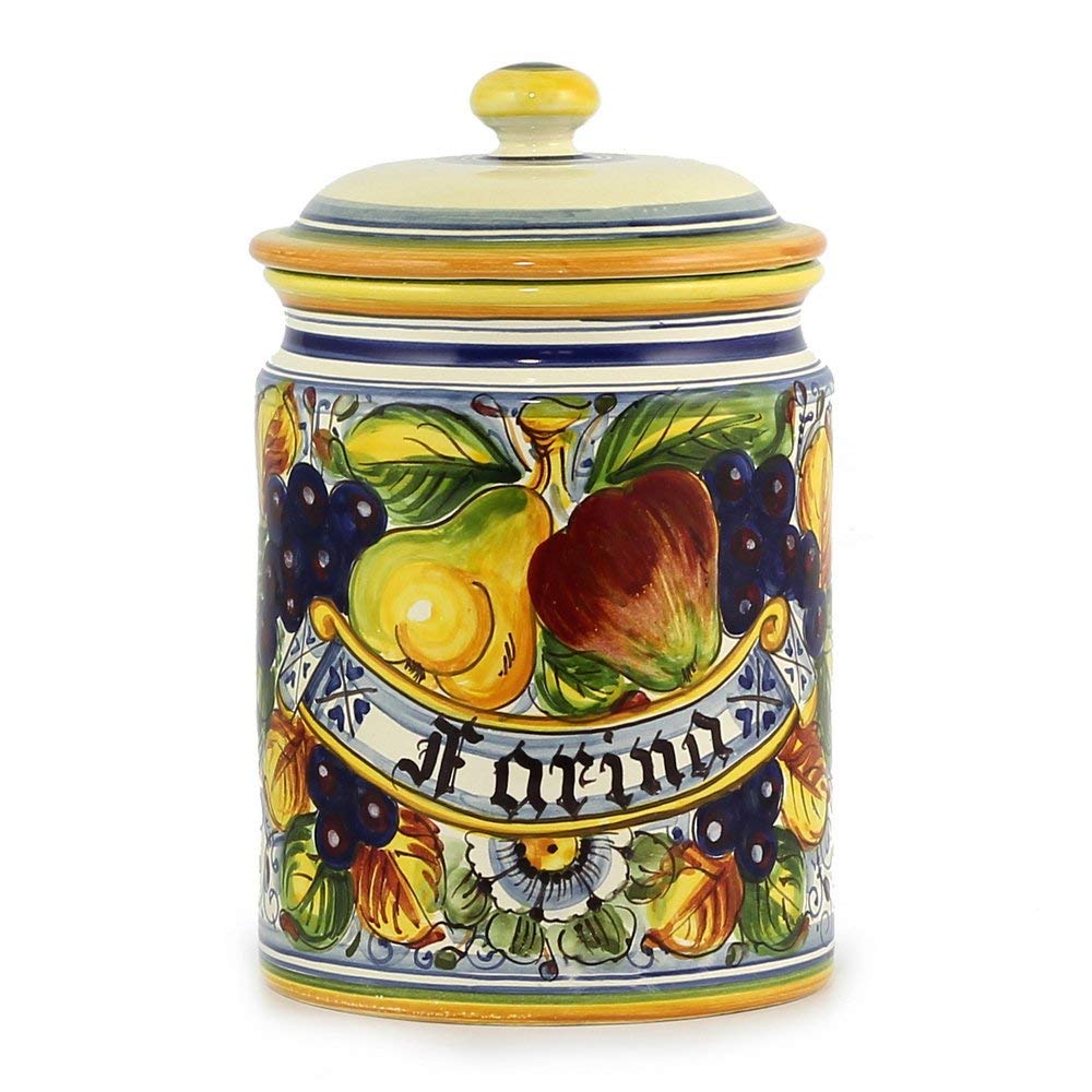 FRUTTA Round Flour Canister #4322-FRU - Airtight Food Storage Container for Baking, Kitchen Pantry Organization & Countertop Display
