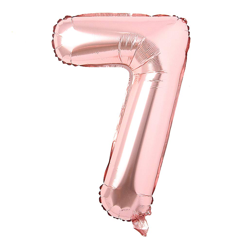 40 Inch Rose Gold Letter & Number Foil Mylar Balloons - Alphabet Balloon Decor for Wedding, Bachelorette Party, Birthday, Bridal Shower, Graduation & Anniversary Celebrations - Helium Compatible Decoration (Rose Gold 7) - Perfect for Photo Backdrops, Venue Decor & Special Event Balloon Arches
