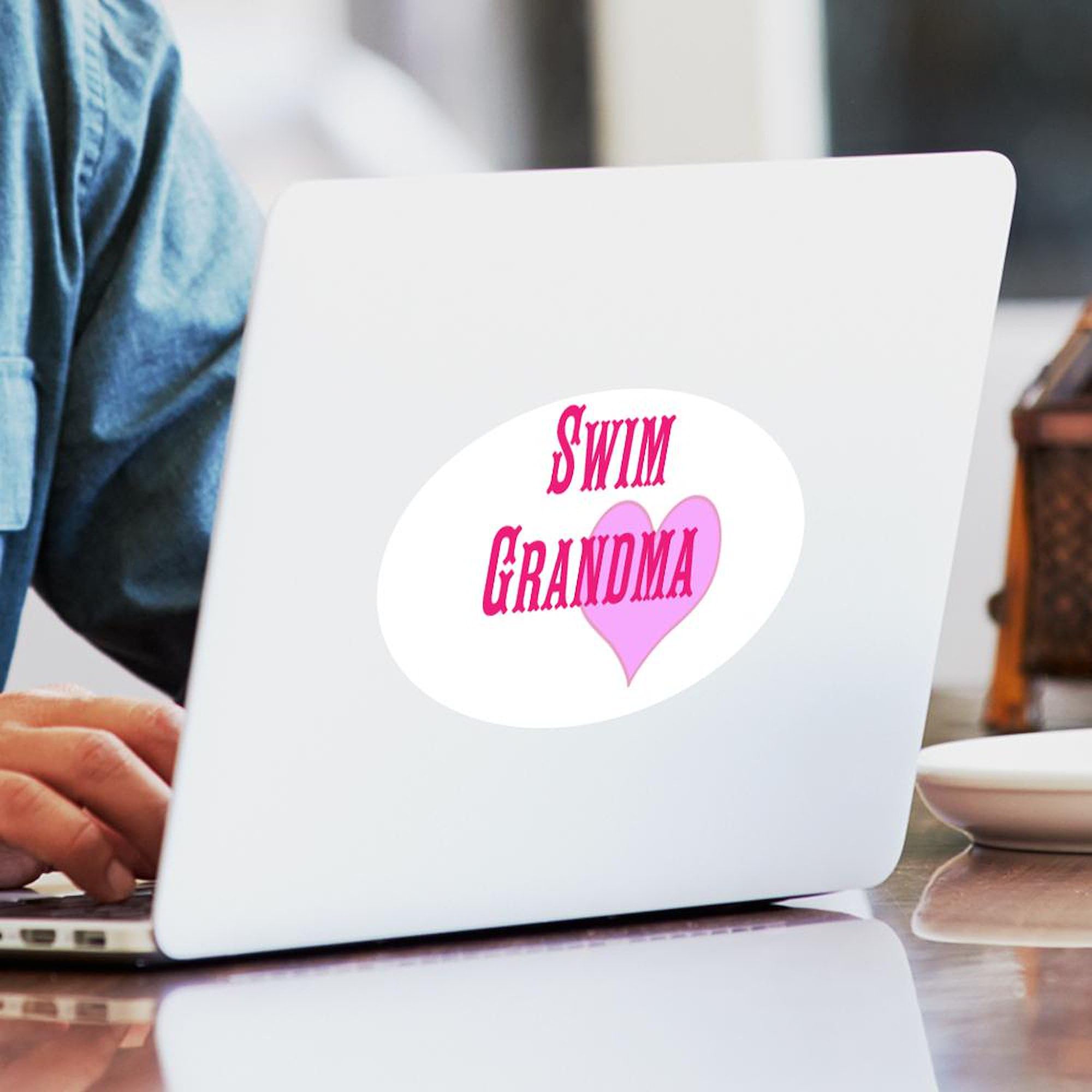 Swim Grandma Oval Car Bumper Sticker - Fun Pool & Beach Decal