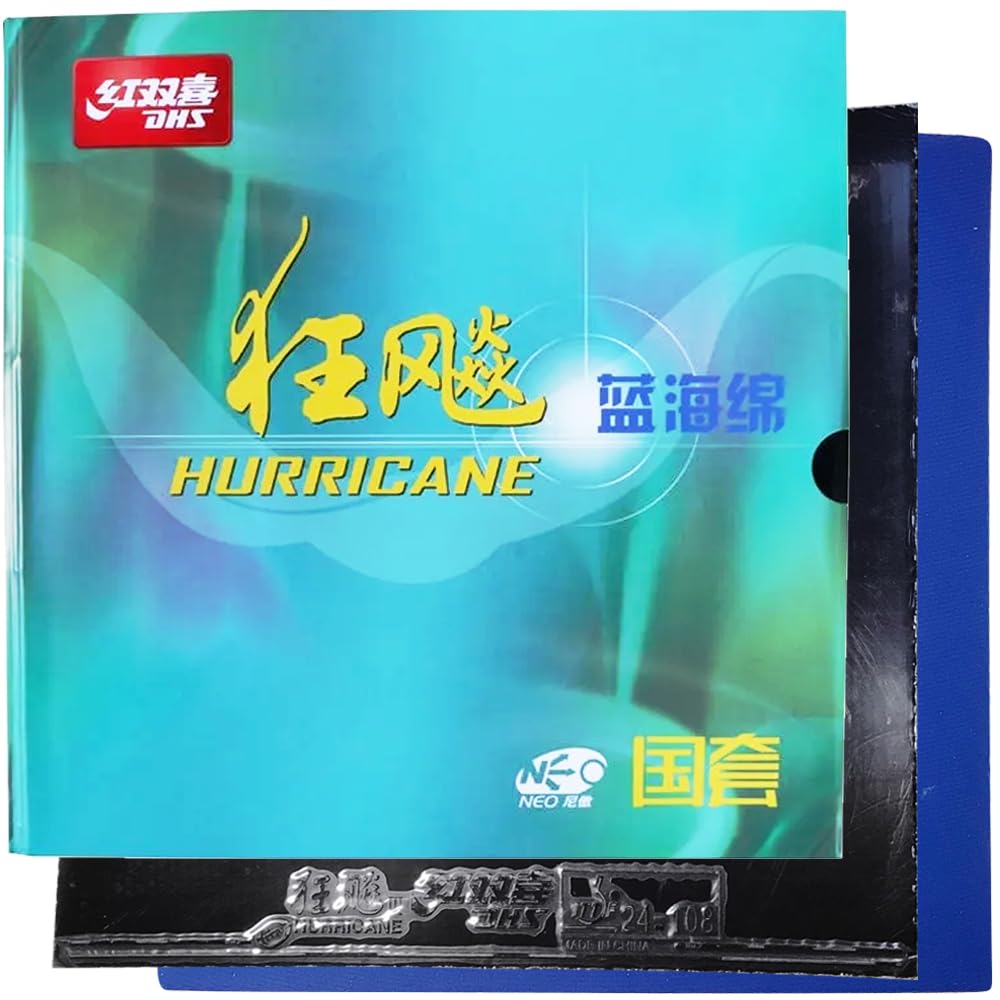 DHS NEO Hurricane 3 National Table Tennis Rubber - Blue Sponge Sticky Ping Pong Paddle Sheet for Professional Players | Perfect for Tournament Play & Training Sessions