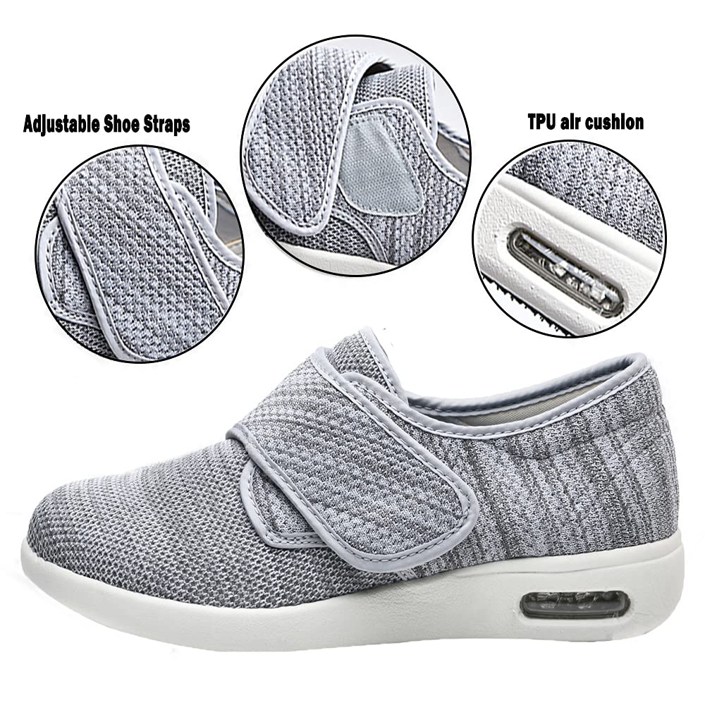 JBTNBX Men's Wide Width Diabetic Shoes - Adjustable Closure, Lightweight & Breathable Walking Sneakers for Elderly with Edema, Plantar Fasciitis & Swollen Feet - Ideal for Daily Walking, Comfortable Work Shoes & Foot Pain Relief