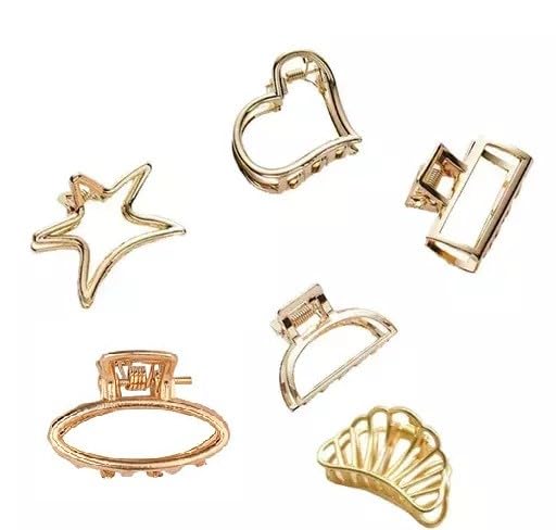 Wisdom Egg Shaped Metal Hair Claw Clip - Non-Slip Geometric Hair Clips for Women & Girls (Gold, Medium Size) - Perfect for Updos, Ponytails & Everyday Hairstyles