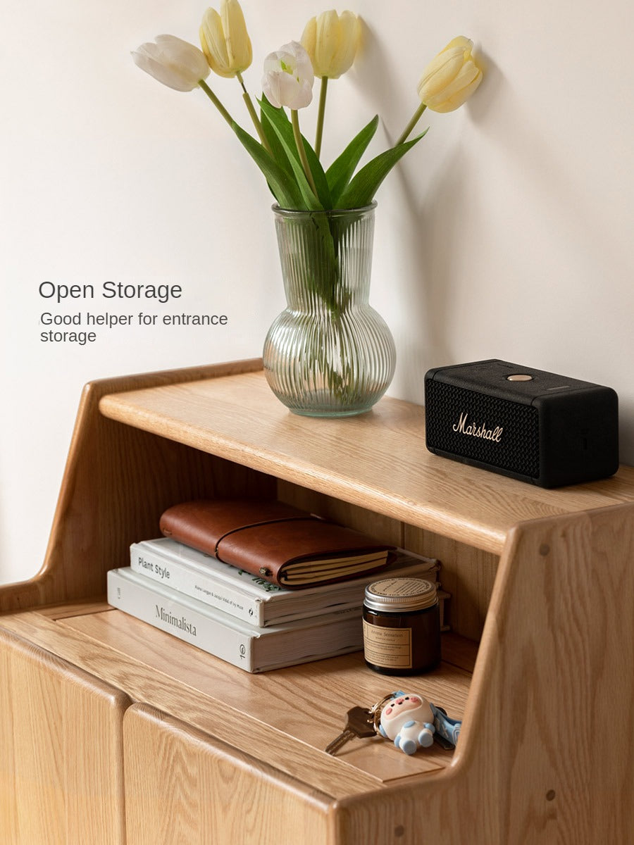 Solid Oak Wood Shoe Storage Cabinet - Organize Entryway & Closet - Perfect for Home, Apartment, and Office Organization