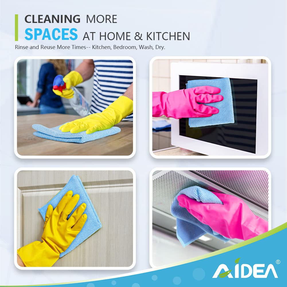 AIDEA 24-Pack Blue Microfiber Cleaning Cloths - Super Soft, Highly Absorbent, Lint-Free Reusable Cleaning Rags for Kitchen, Car, Windows, Dishes (11.5