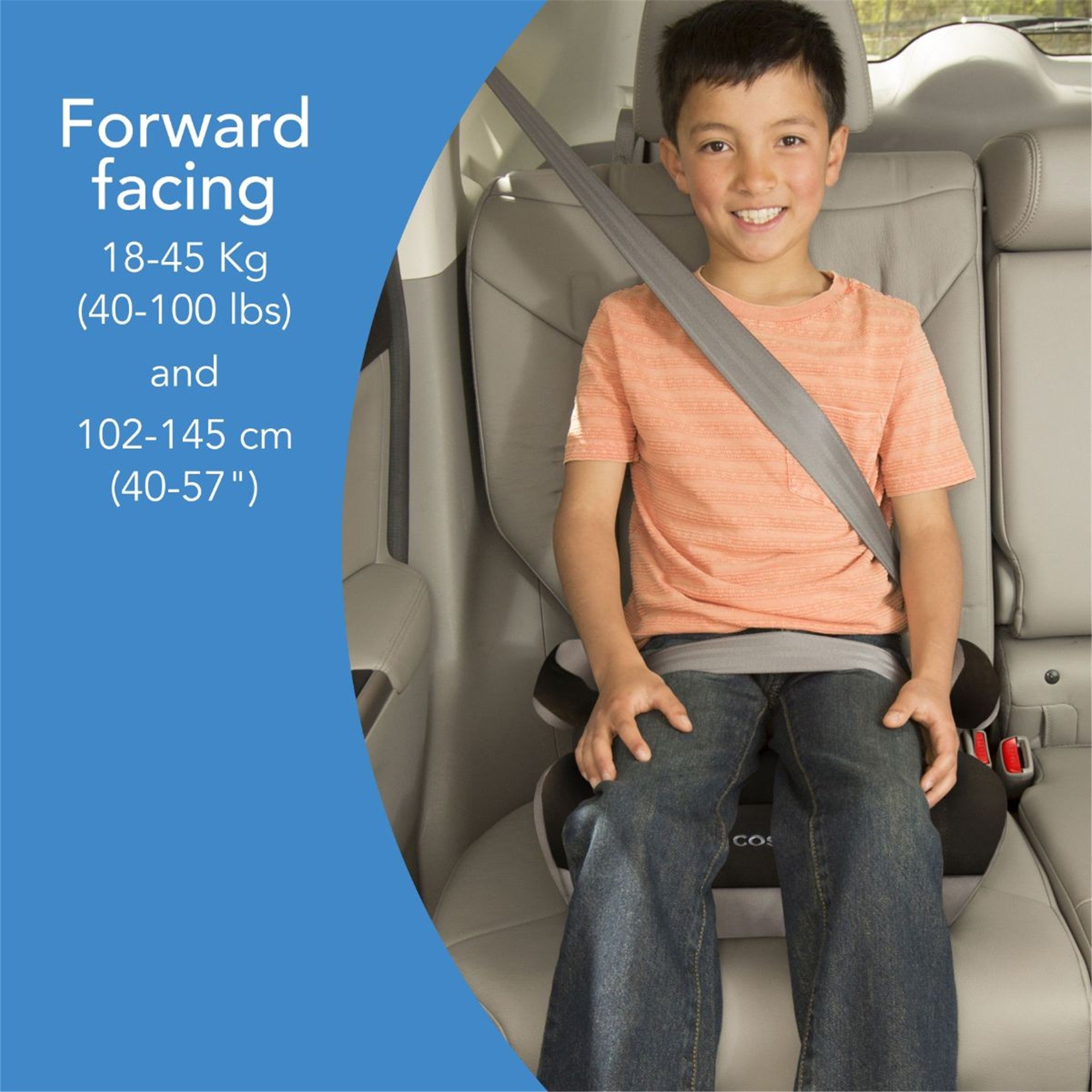 Cosco Topside Booster Car Seat - Grey | High Back Booster for Big Kids | Safe & Comfortable for Travel & School Commute