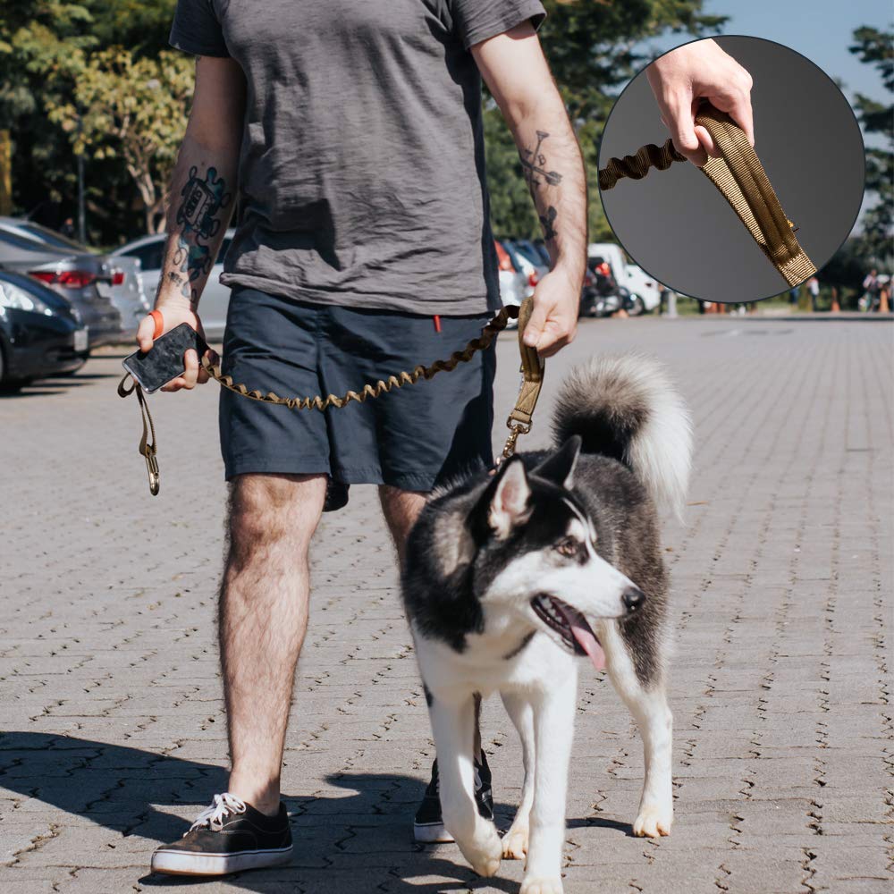 **Adjustable Nylon Puppy Dog Collar - S Size Bungee Tactical Leash with Handle for Small Dogs - Perfect for Training, Walking & Outdoor Adventures**