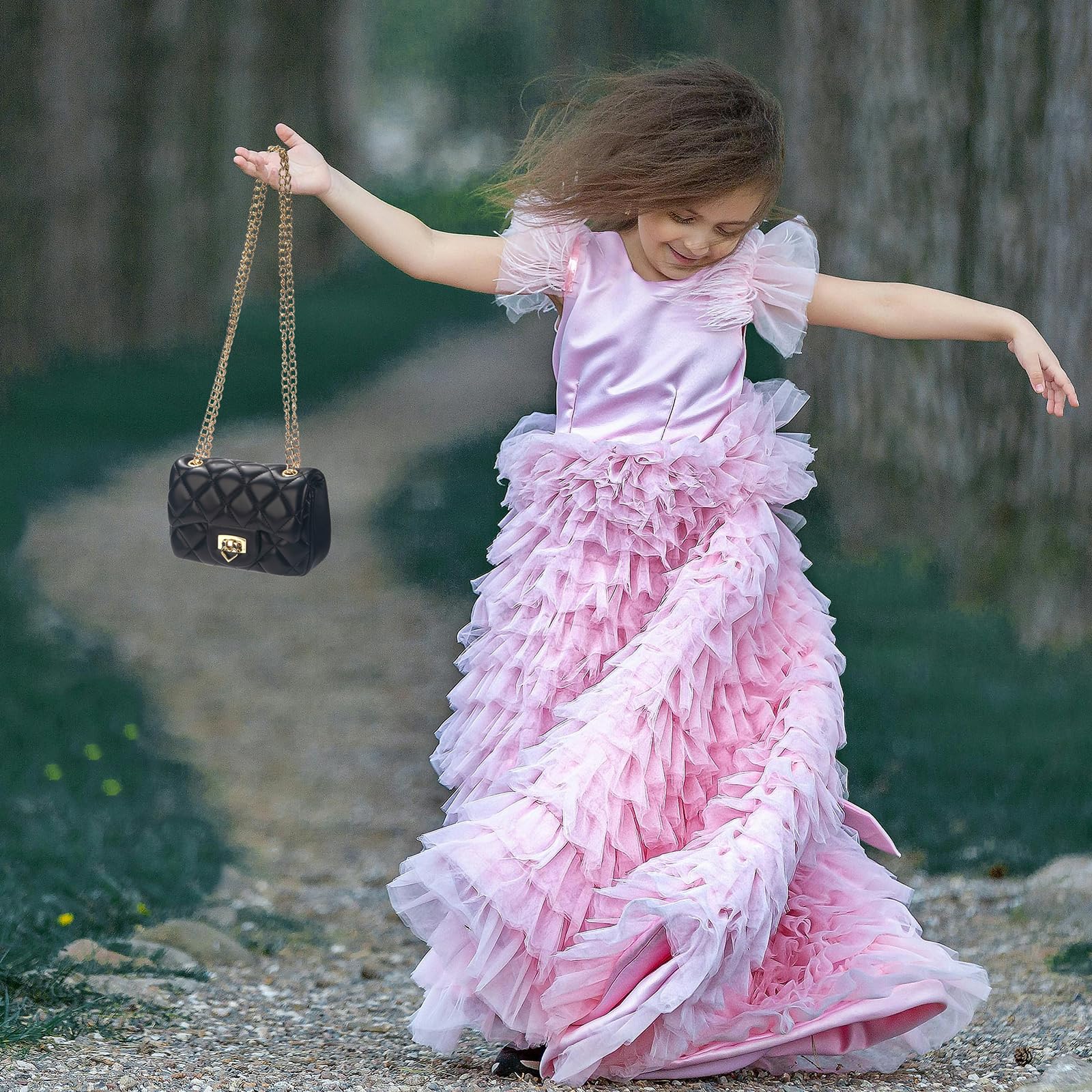 Adorable Heart Lock Crossbody Purse for Girls Age 3-14 - Cute Kids Shoulder Bag with Chain Strap | Perfect for Birthday Gifts, Dress-Up Play & Everyday Use